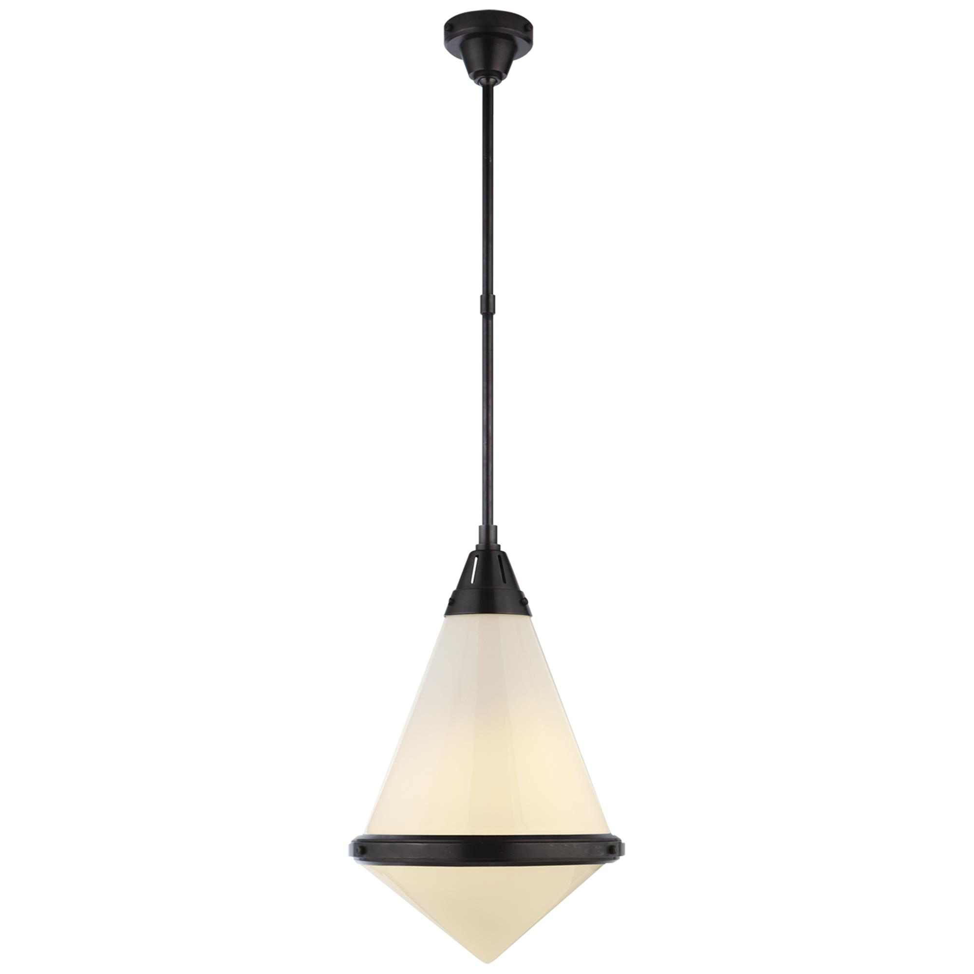 Shown in Bronze finish and White glass