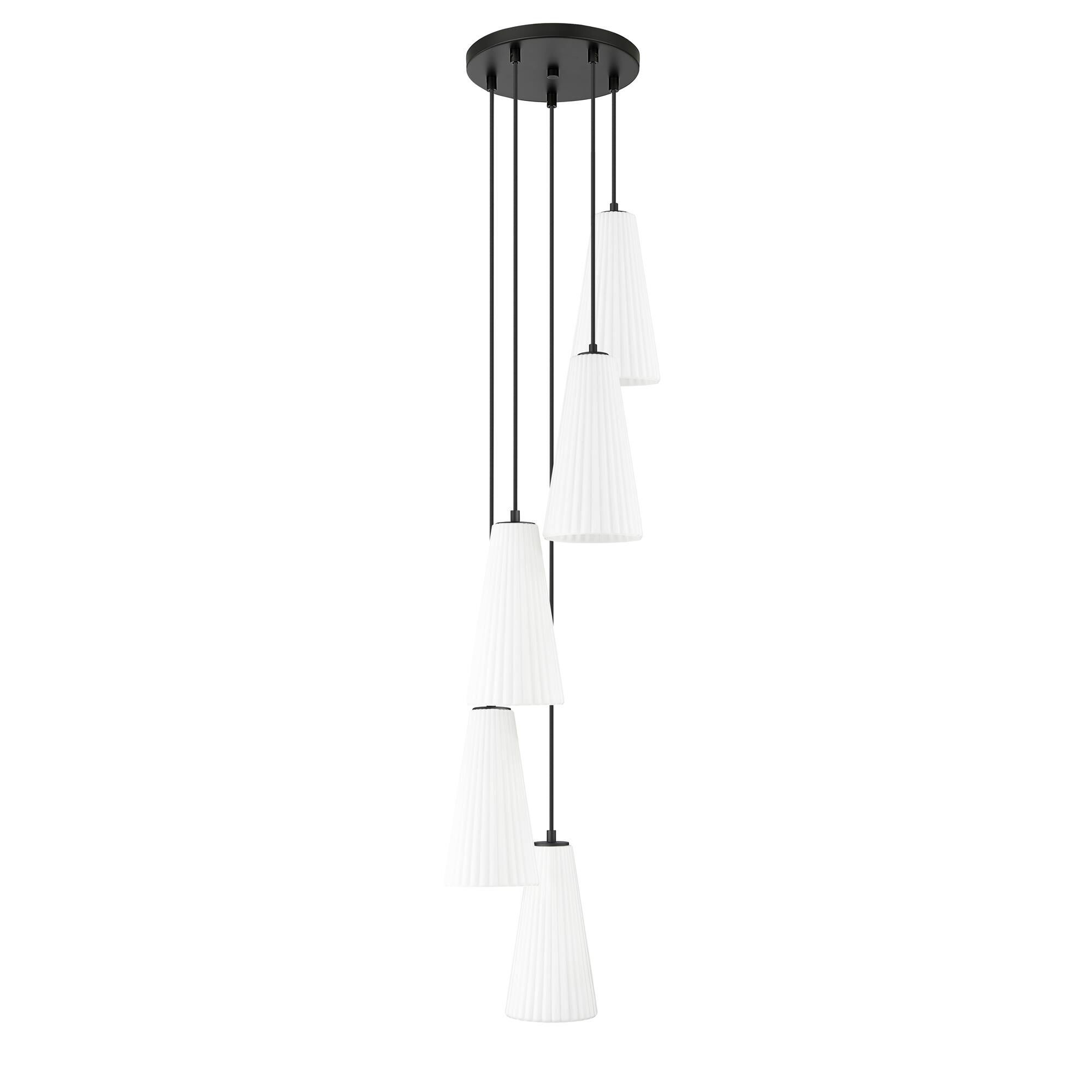 Shown in Matte Black finish and White glass and White shade