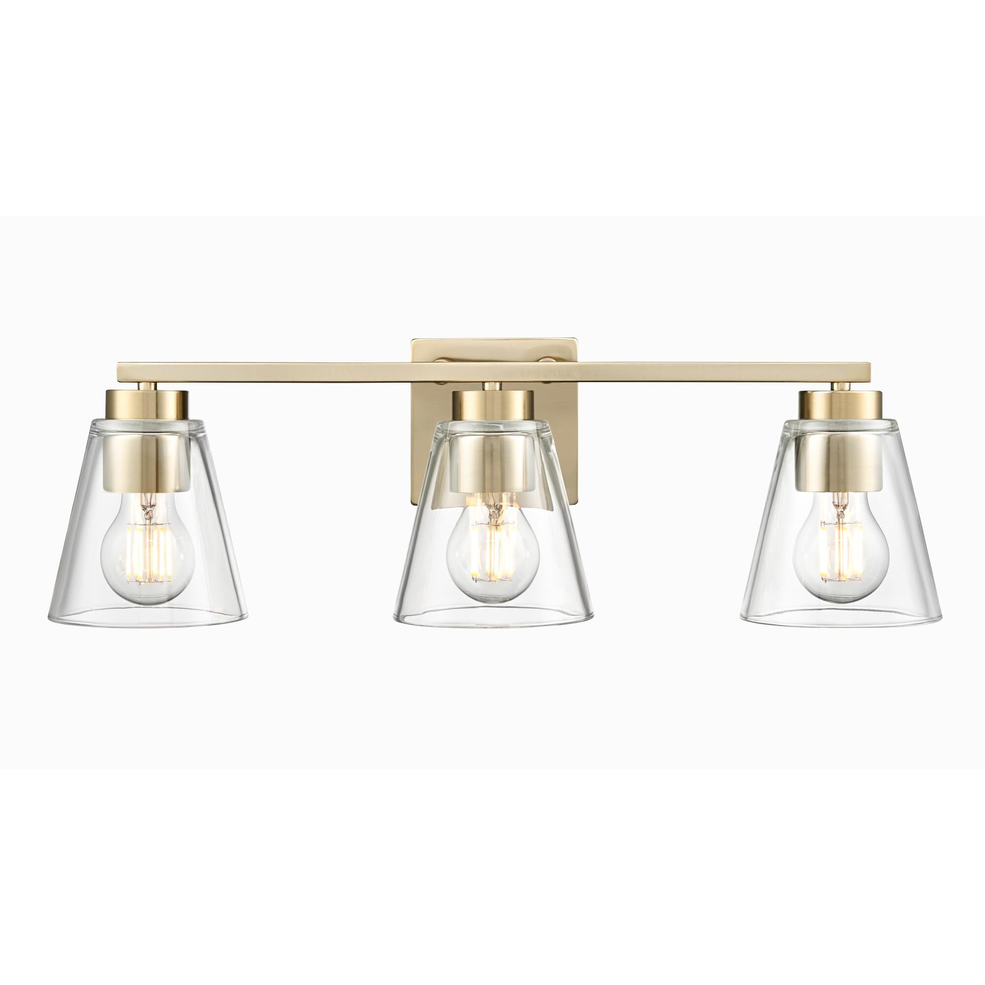 Shown in Modern Gold finish and Clear glass