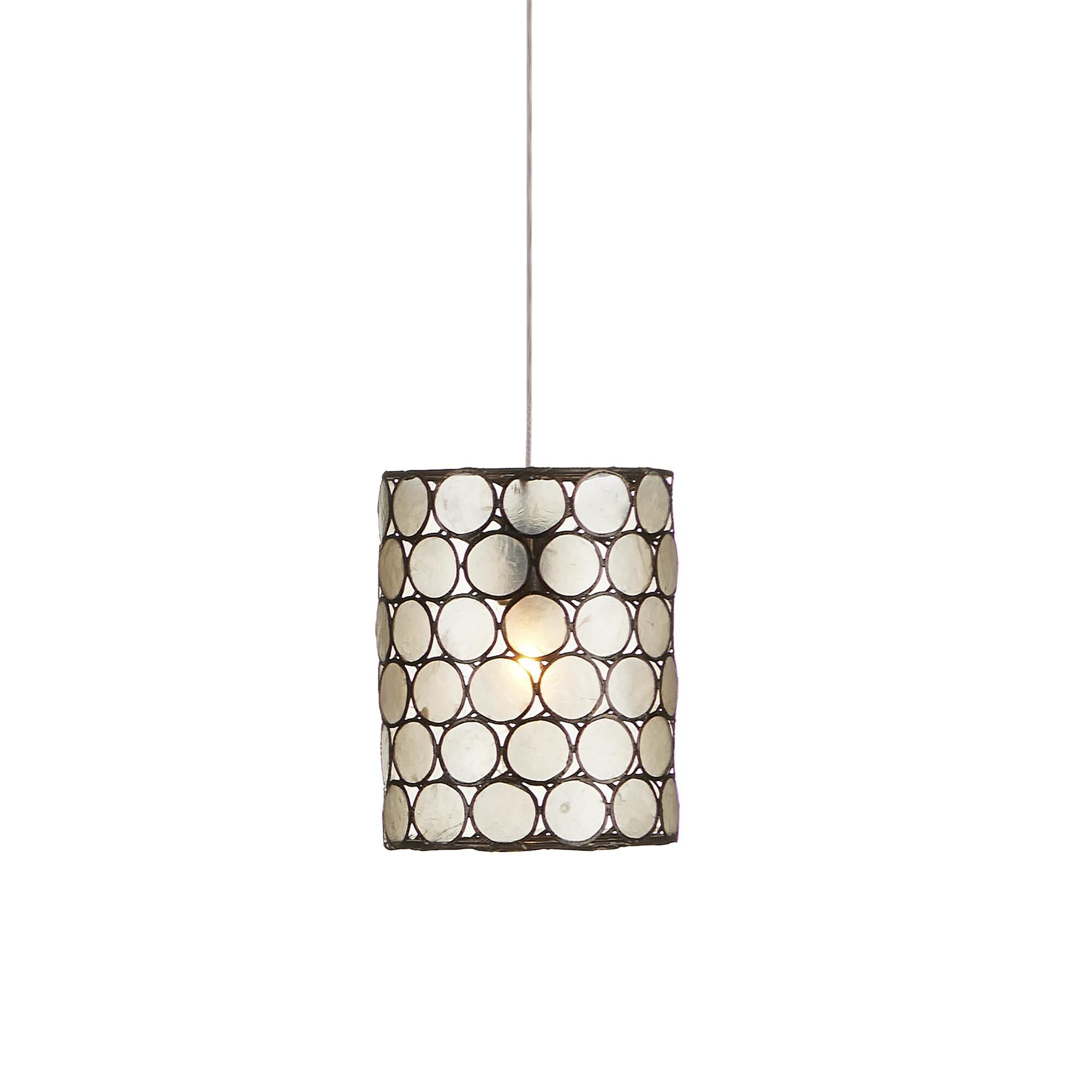 Shown in Cupertino/Silver finish and Cupertino/Iron/Capiz Shell shade