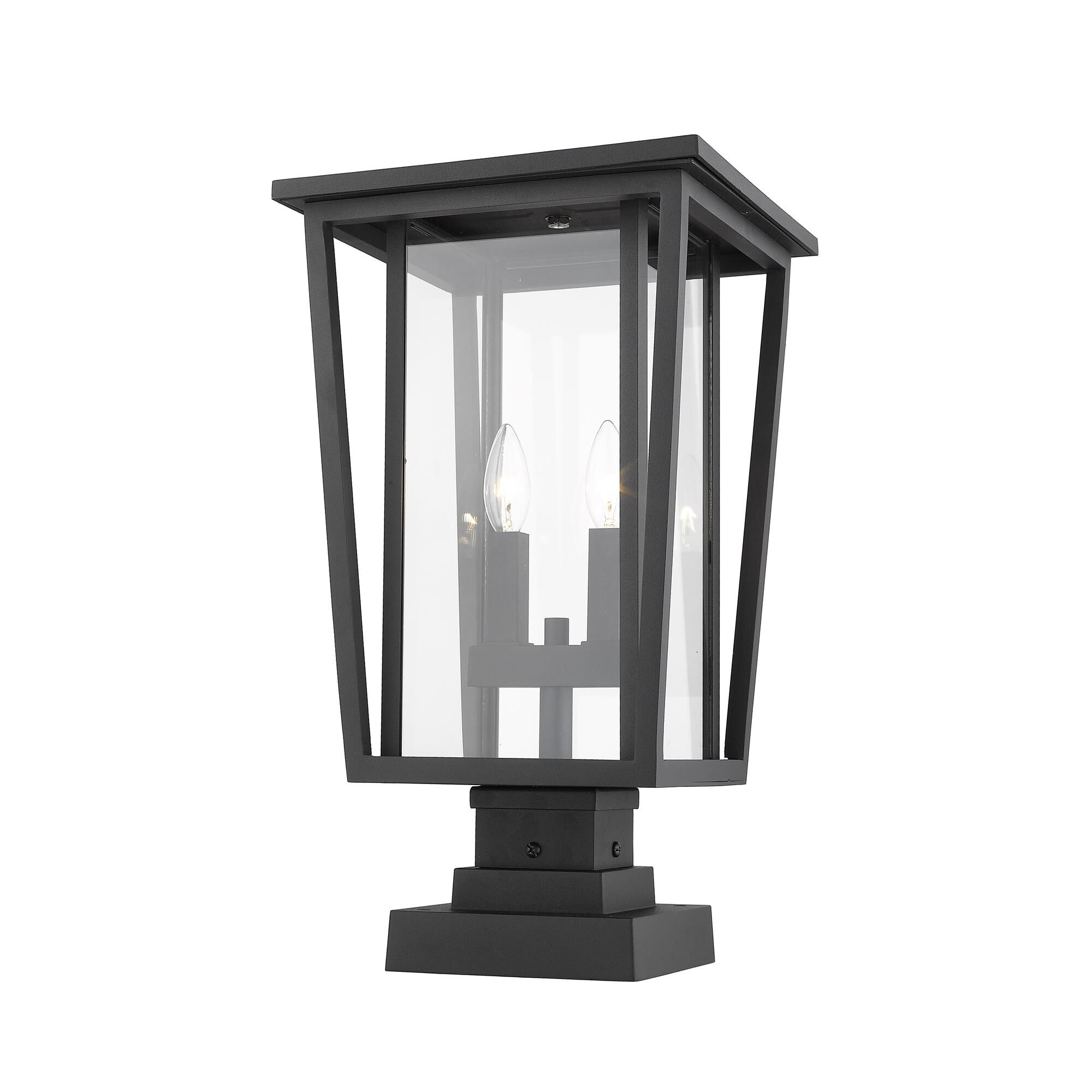 Shown in Black finish and Glass shade