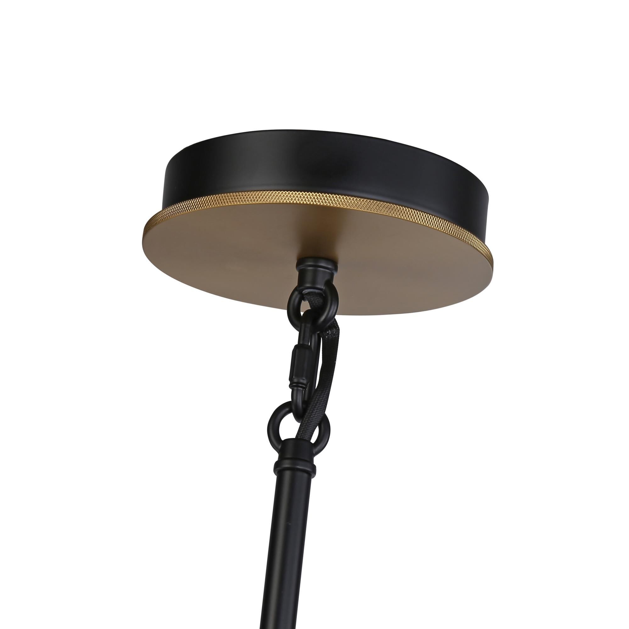 Shown in Black & Brass finish and Glass shade