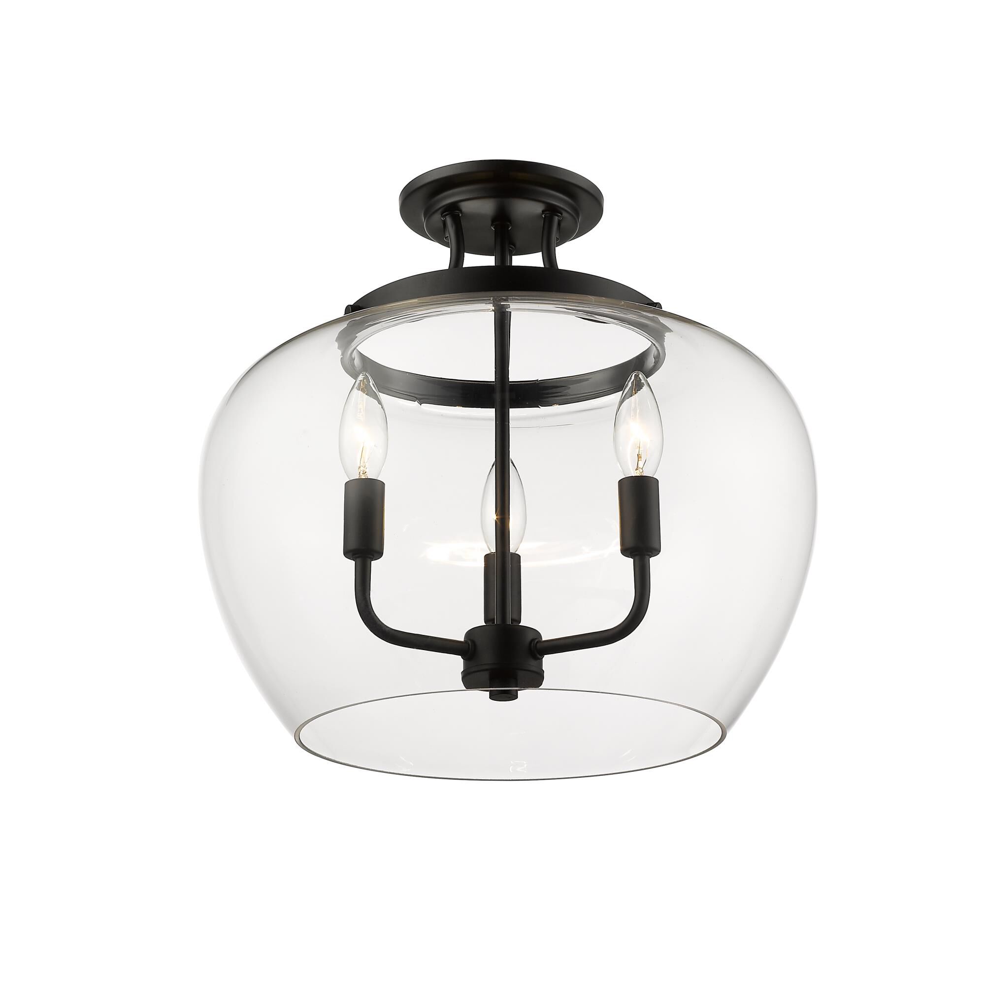 Shown in Matte Black finish and Glass shade
