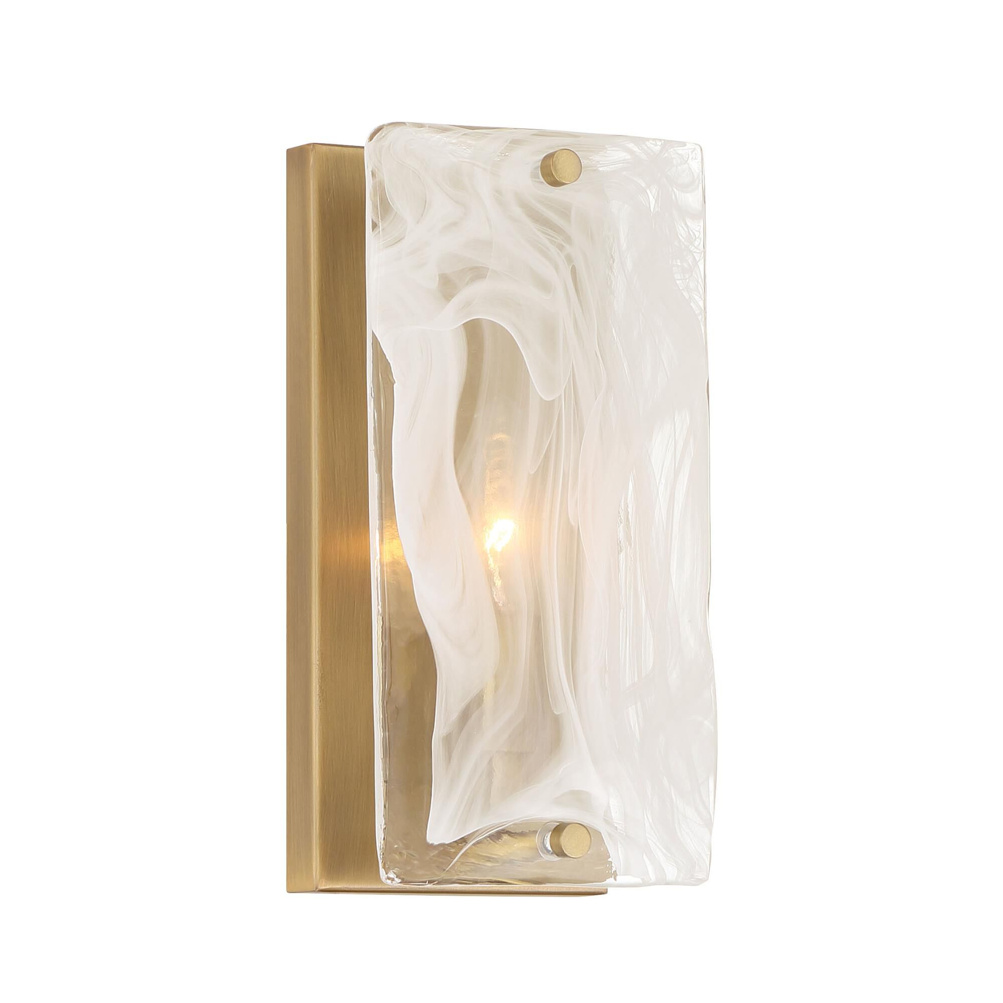 Shown in Legacy Brass finish and White Swirl glass and Glass shade
