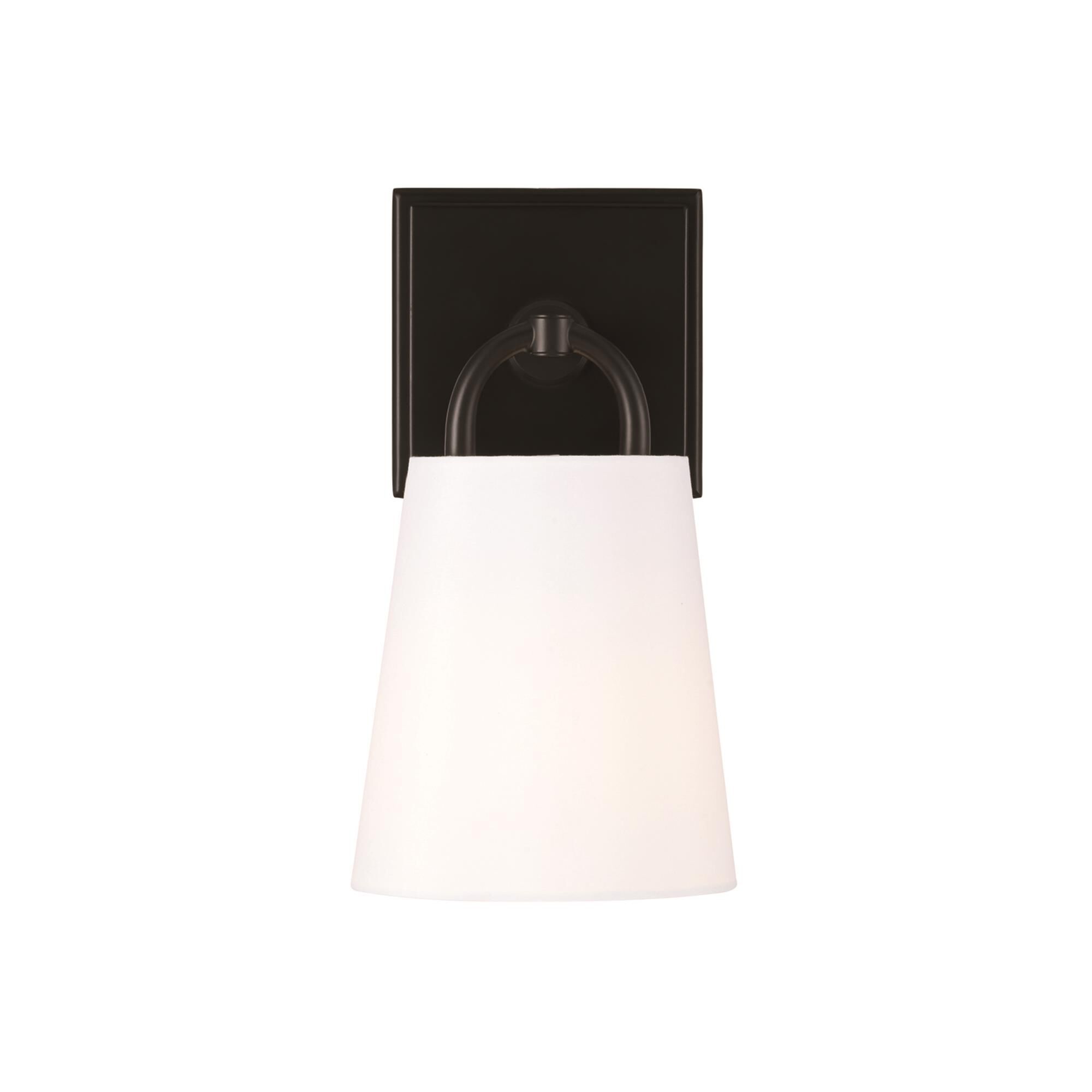Shown in Matte Black finish and White Fabric shade