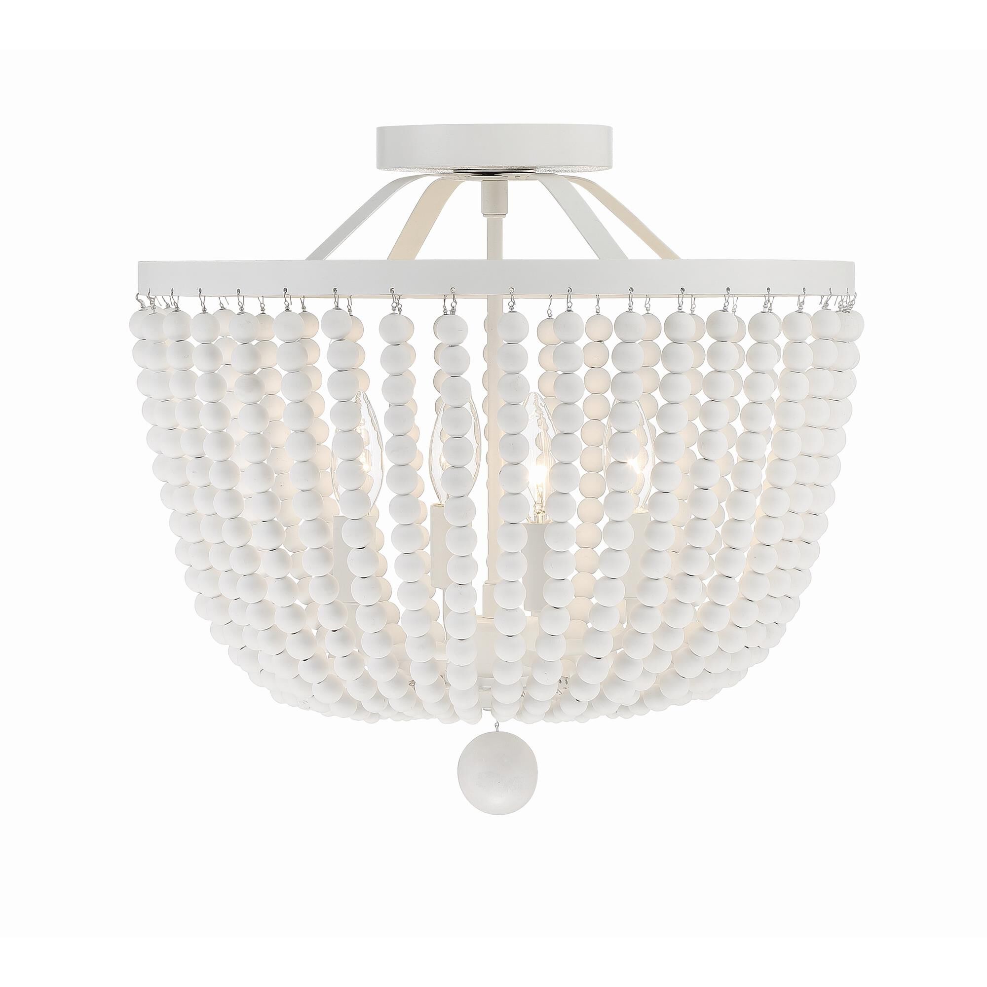 Shown in Matte White finish and White Wood Beads crystal