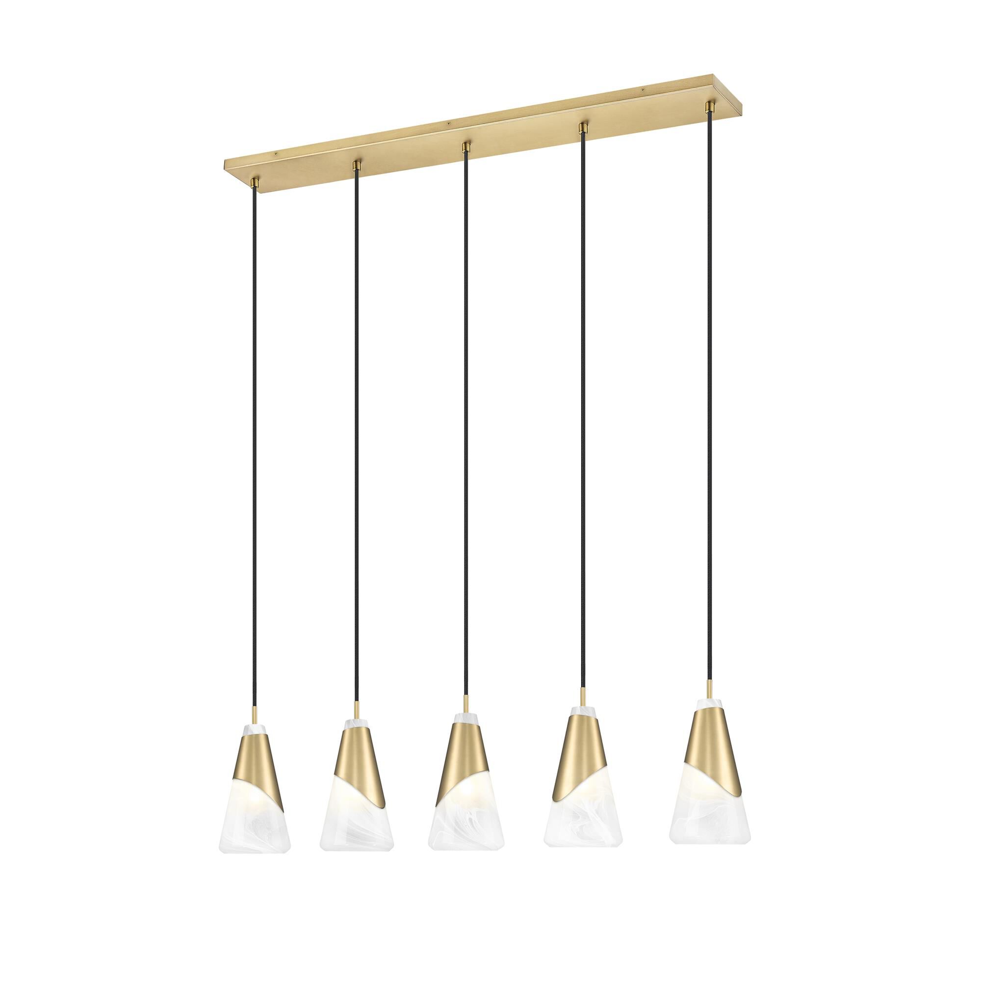 Shown in Modern Gold finish and White Swirl glass and White Swirl shade