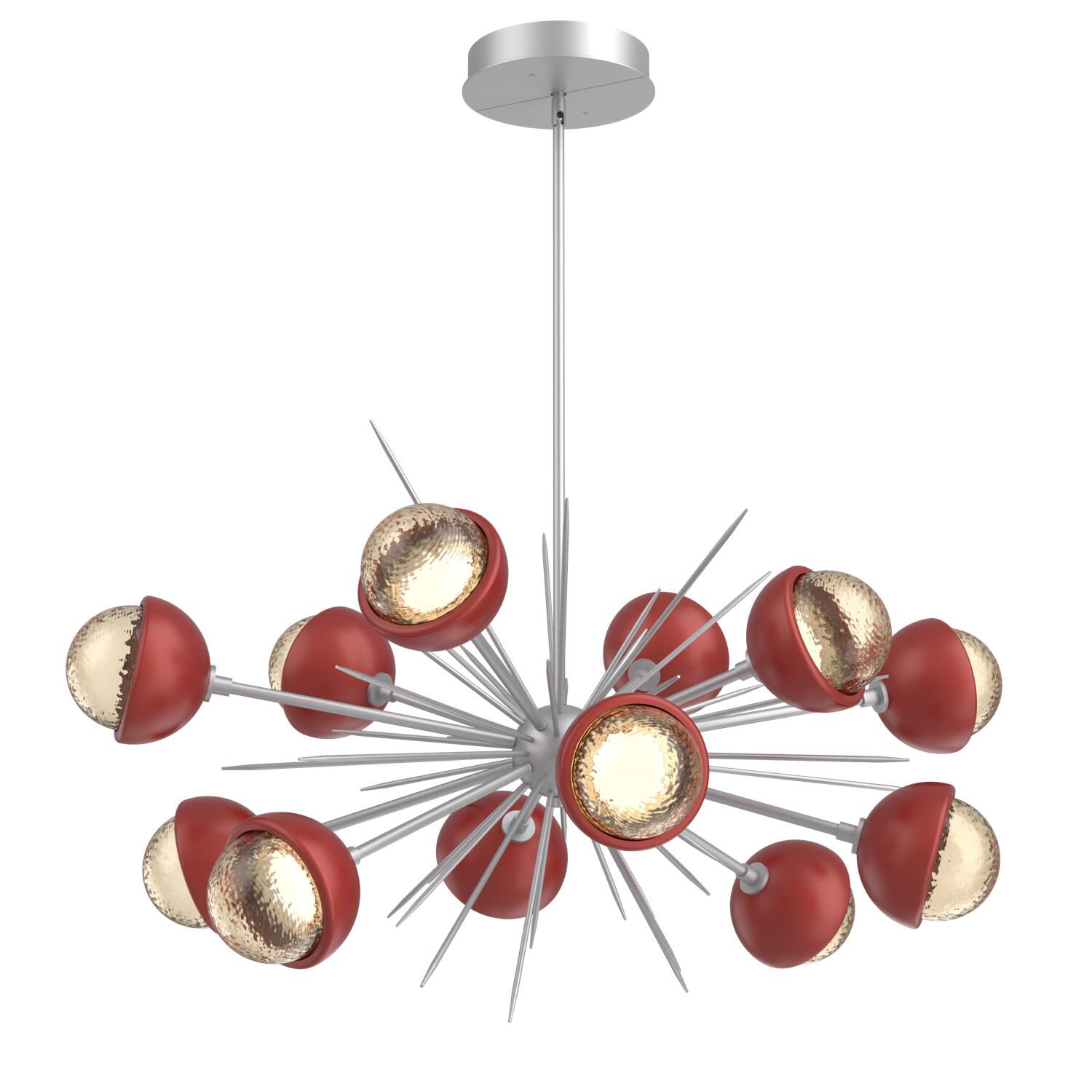 Shown in Classic Silver finish and Amber glass and Cinnamon Red accent