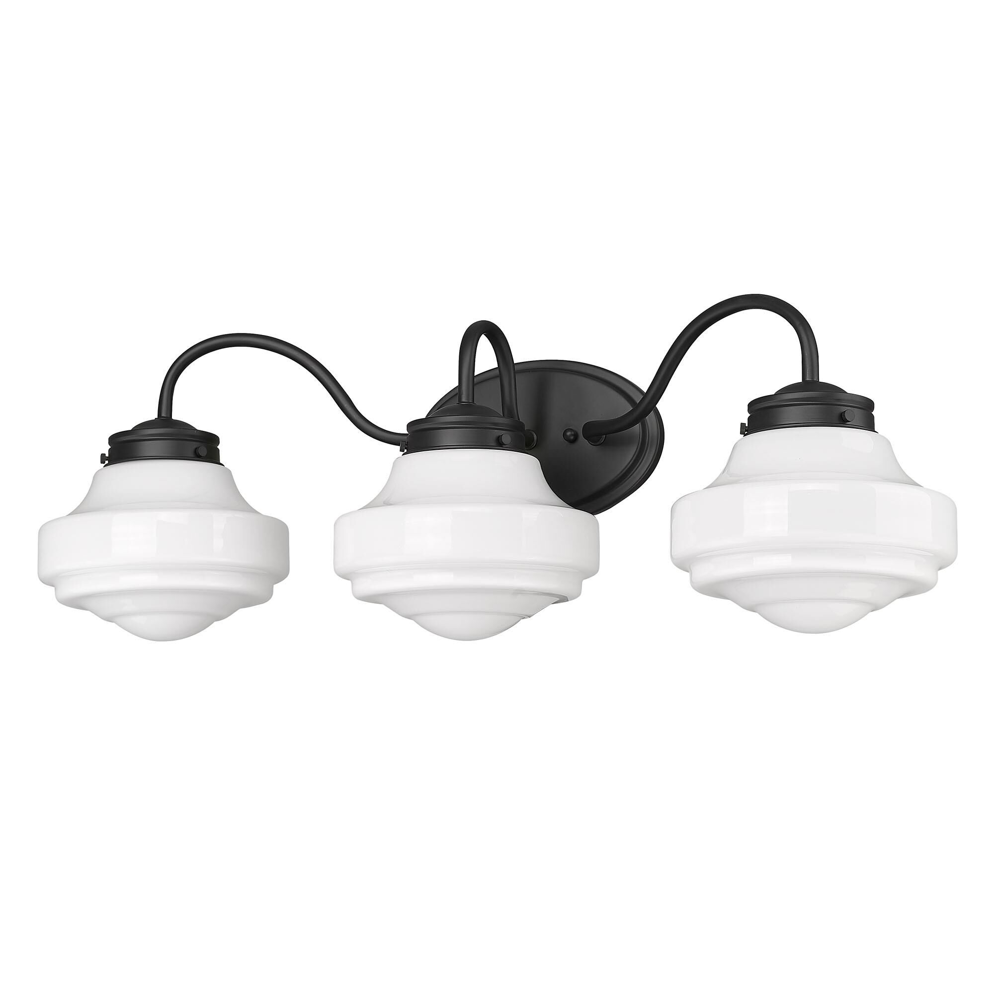 Shown in Matte Black finish and Vintage Milk Glass shade