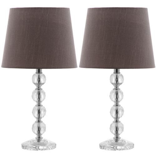 Shown in Clear finish and Charcoal Grey Geneva shade and Set of 2 Lamps accent