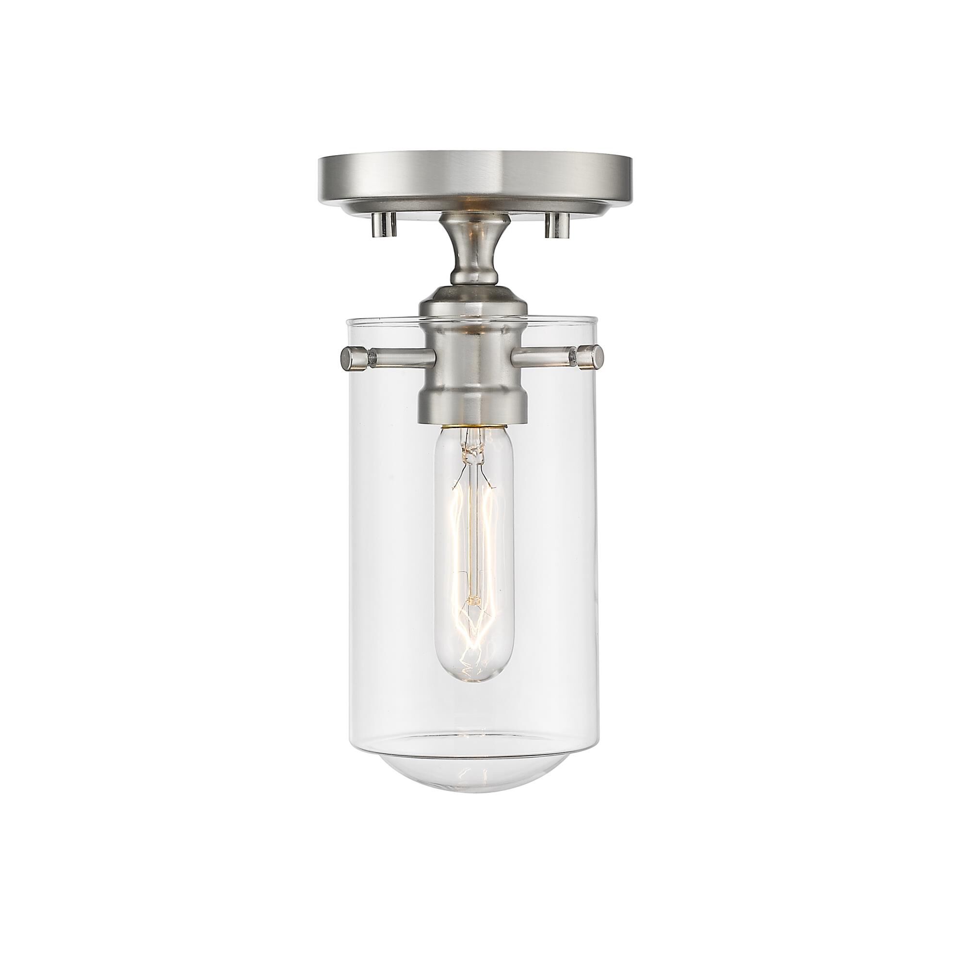 Shown in Brushed Nickel finish and Glass shade