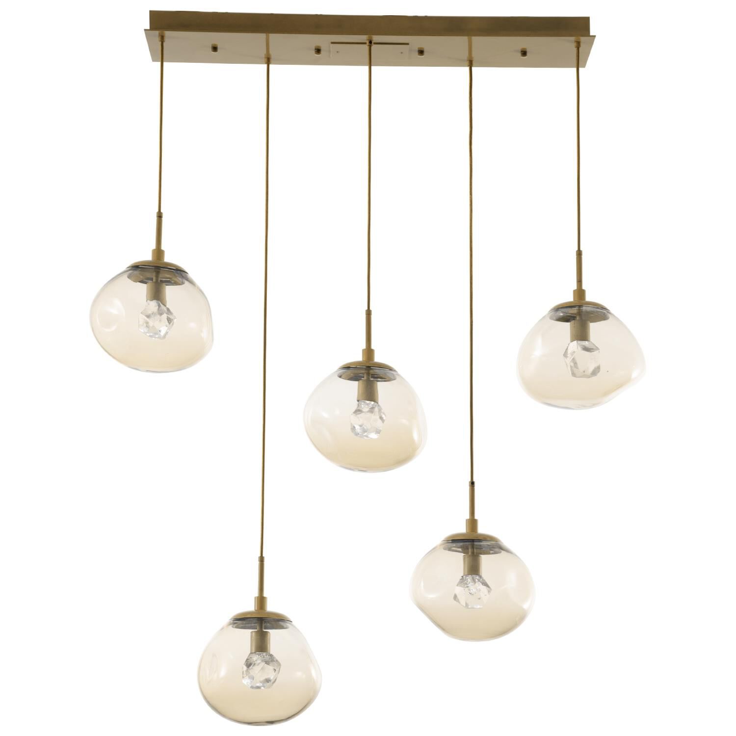 Shown in Gilded Brass finish and Zircon Inner Amber Outer glass