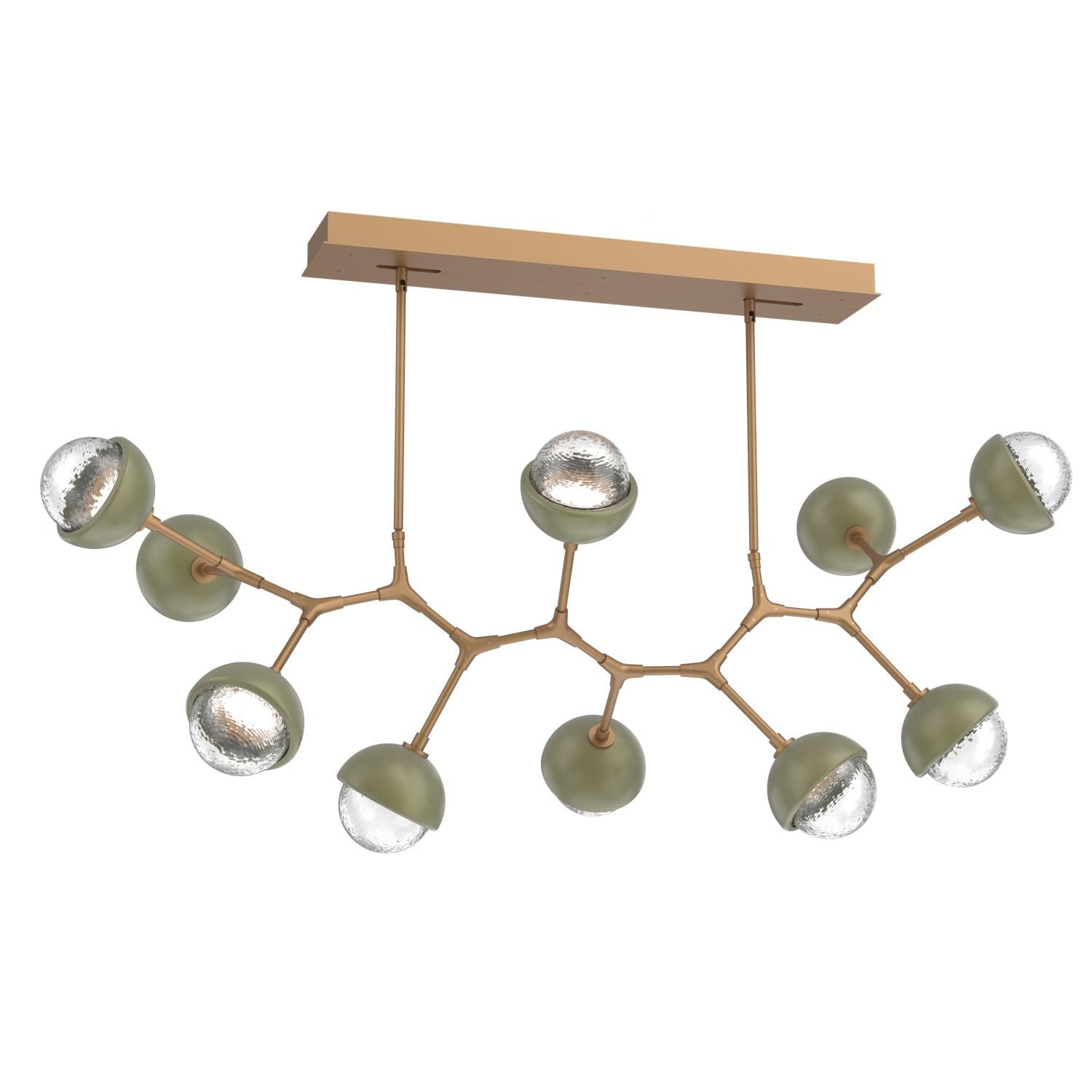 Shown in Novel Brass finish and Clear glass and Sage Green accent