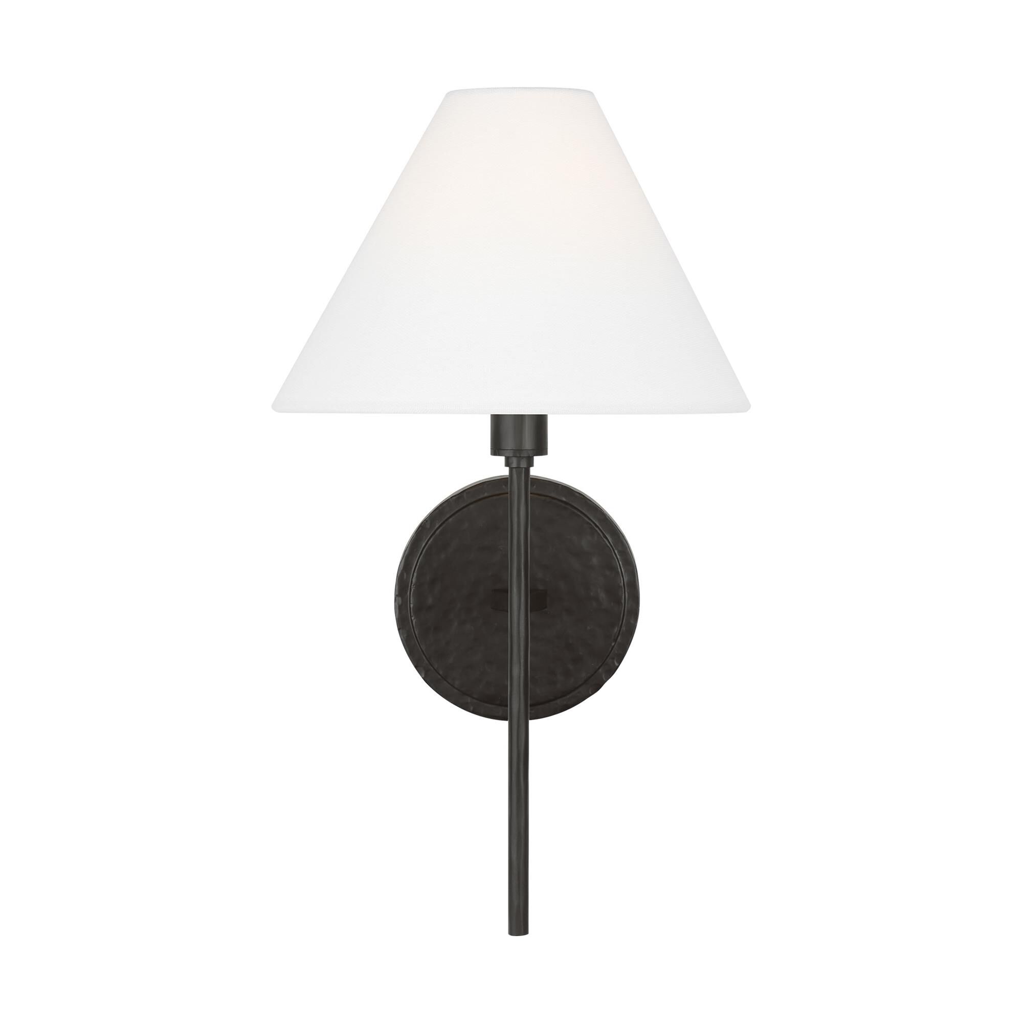 Shown in Aged Iron finish and White Linen shade