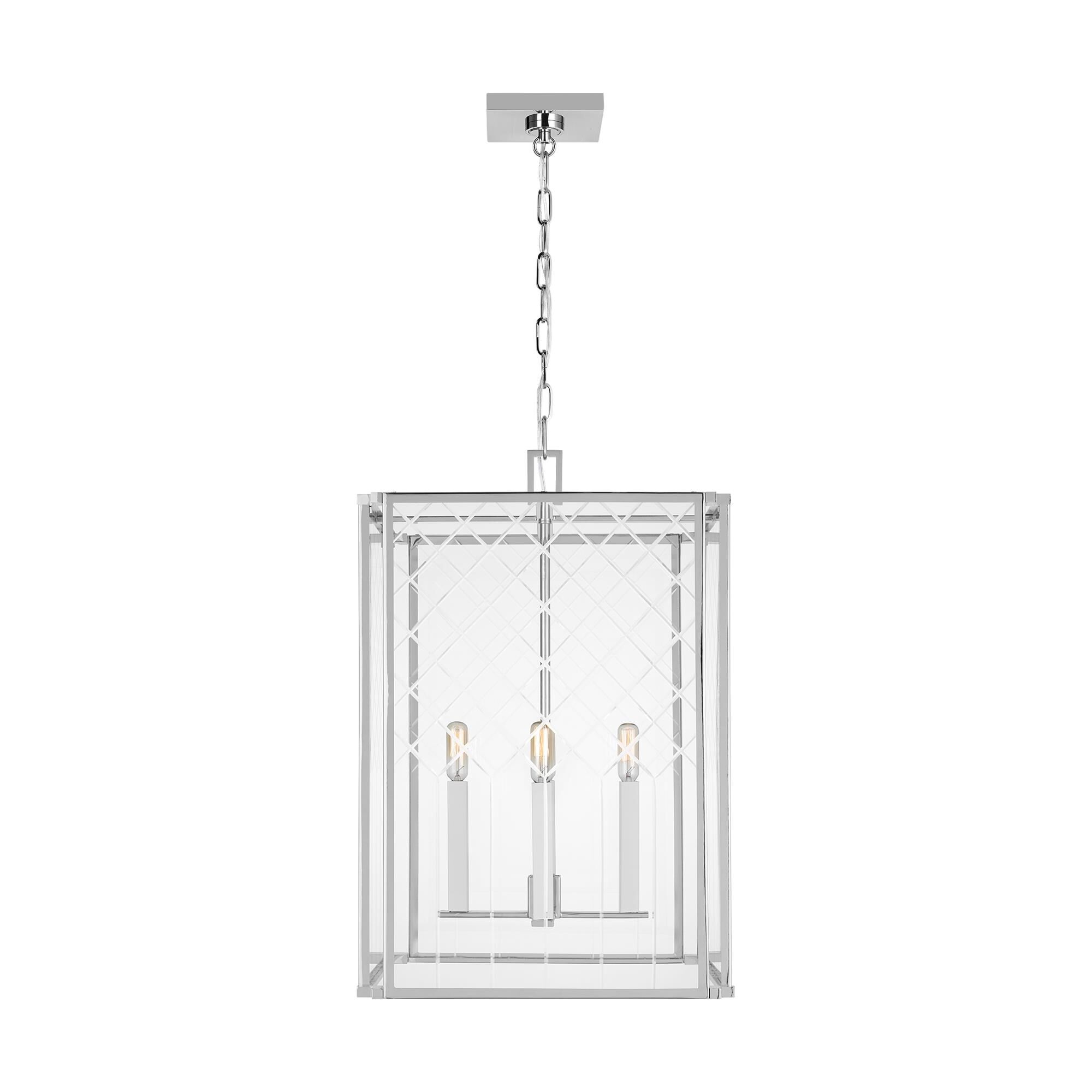 Shown in Polished Nickel finish and Clear With Diamond Cut Pattern glass