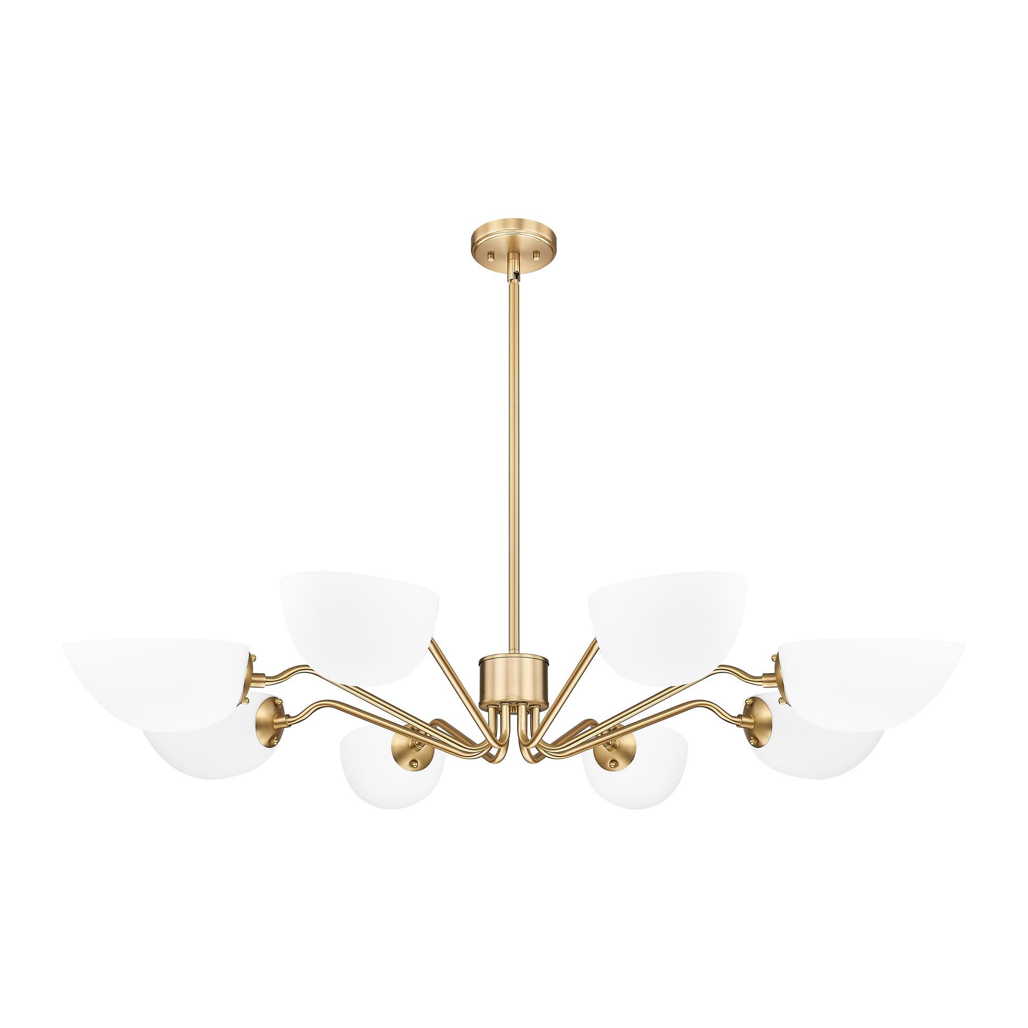 Shown in Modern Gold finish and White glass