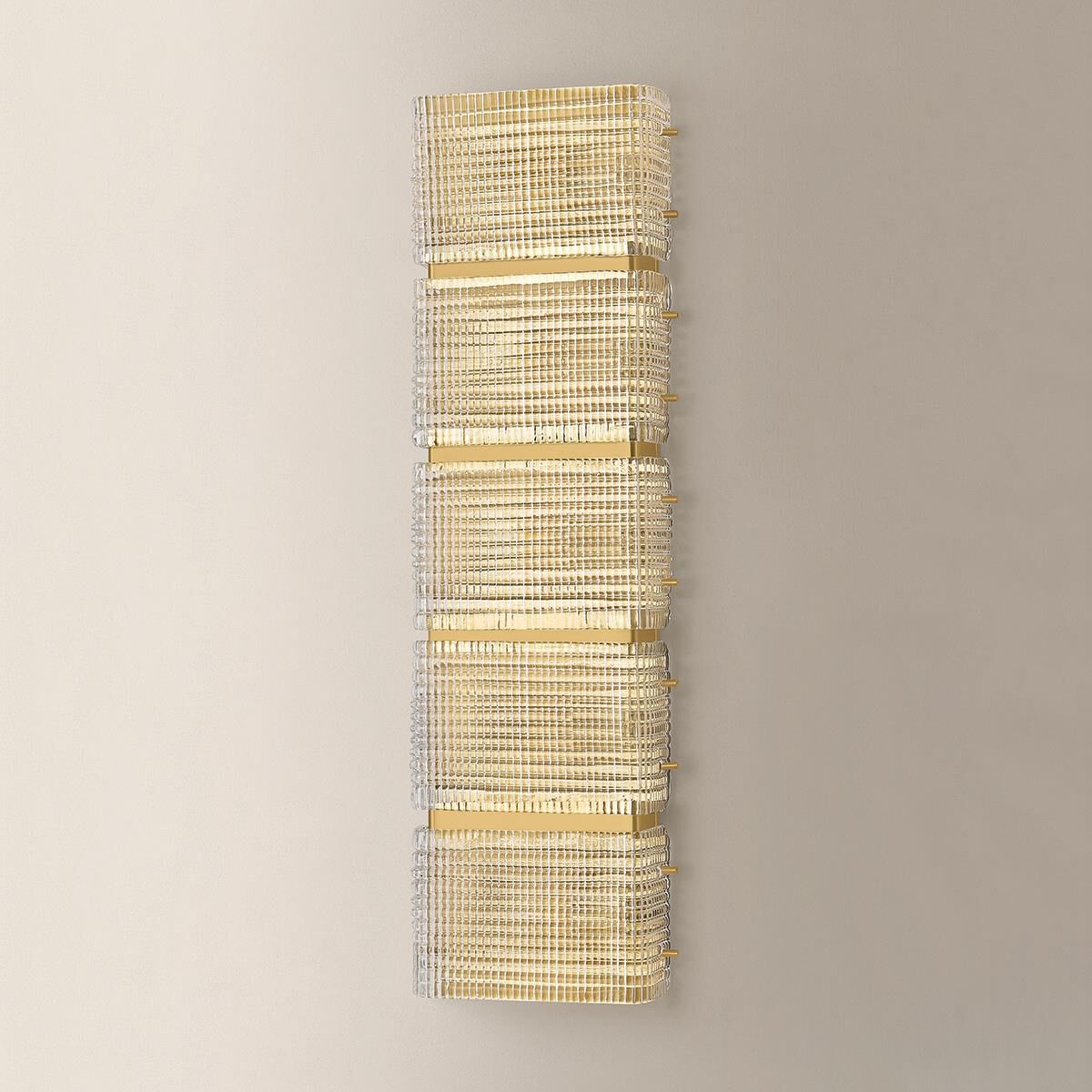 Shown in Vintage Brass finish and Piastre glass