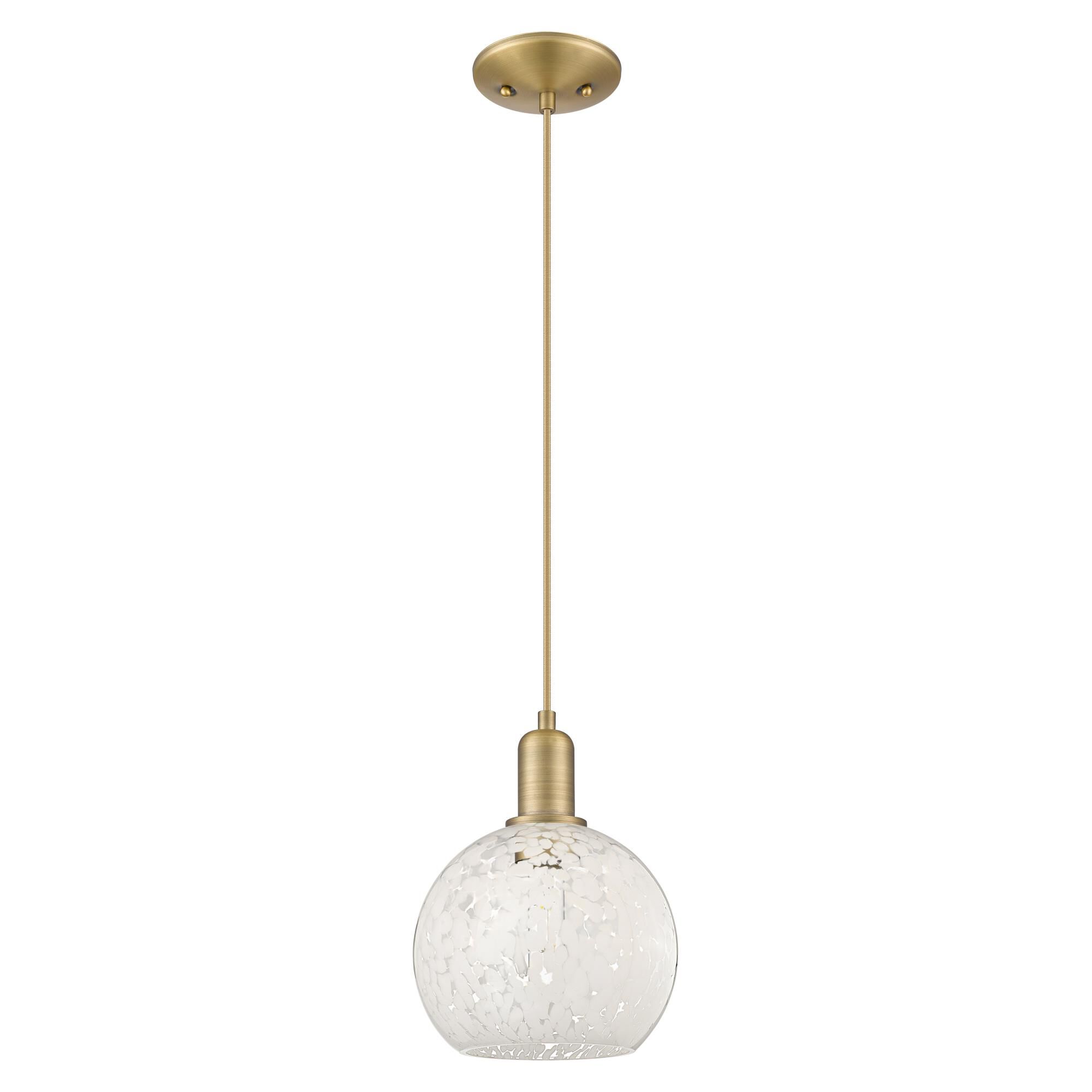 Shown in Brushed Brass finish and White Mouchette glass