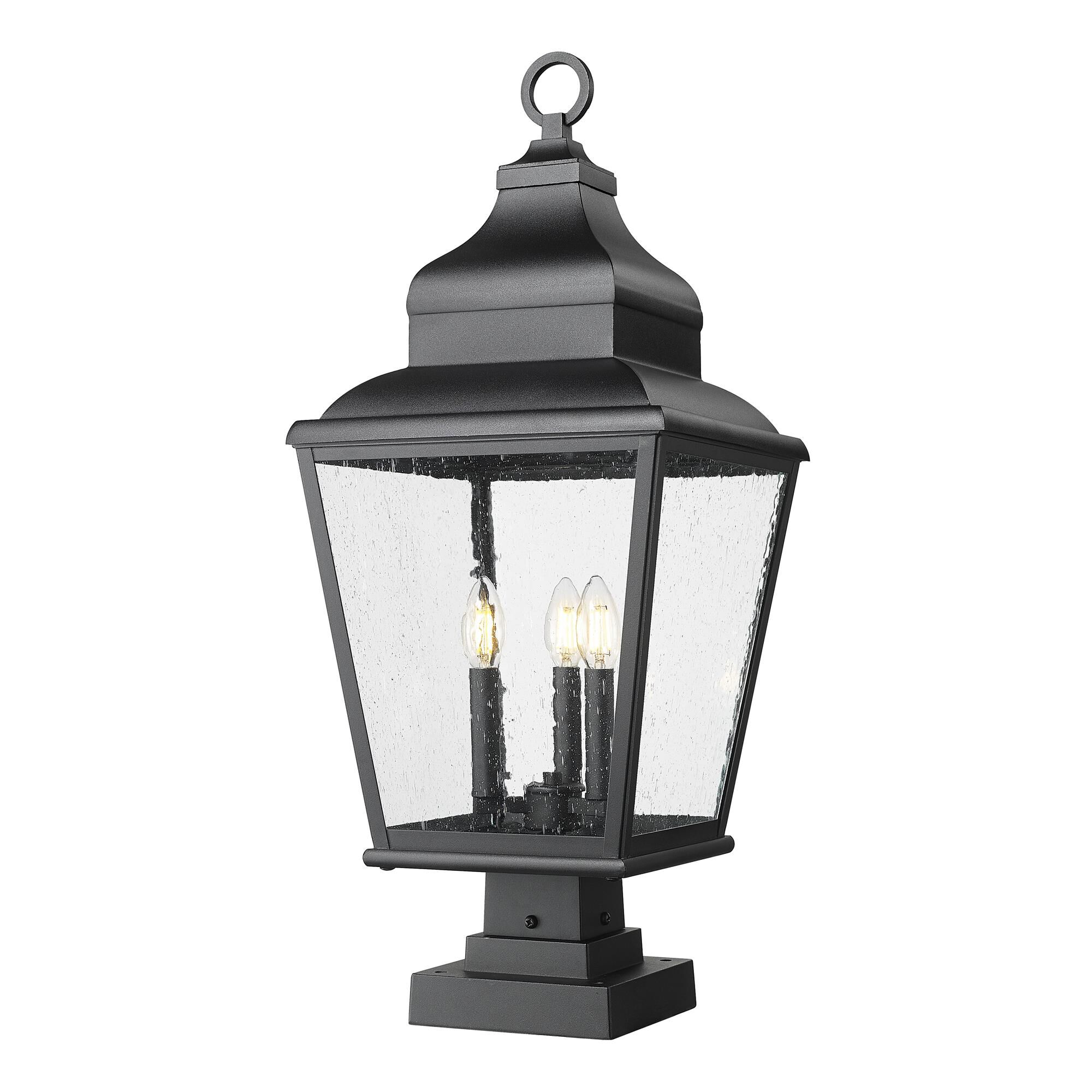 Shown in Sand Black finish and Clear Seedy glass