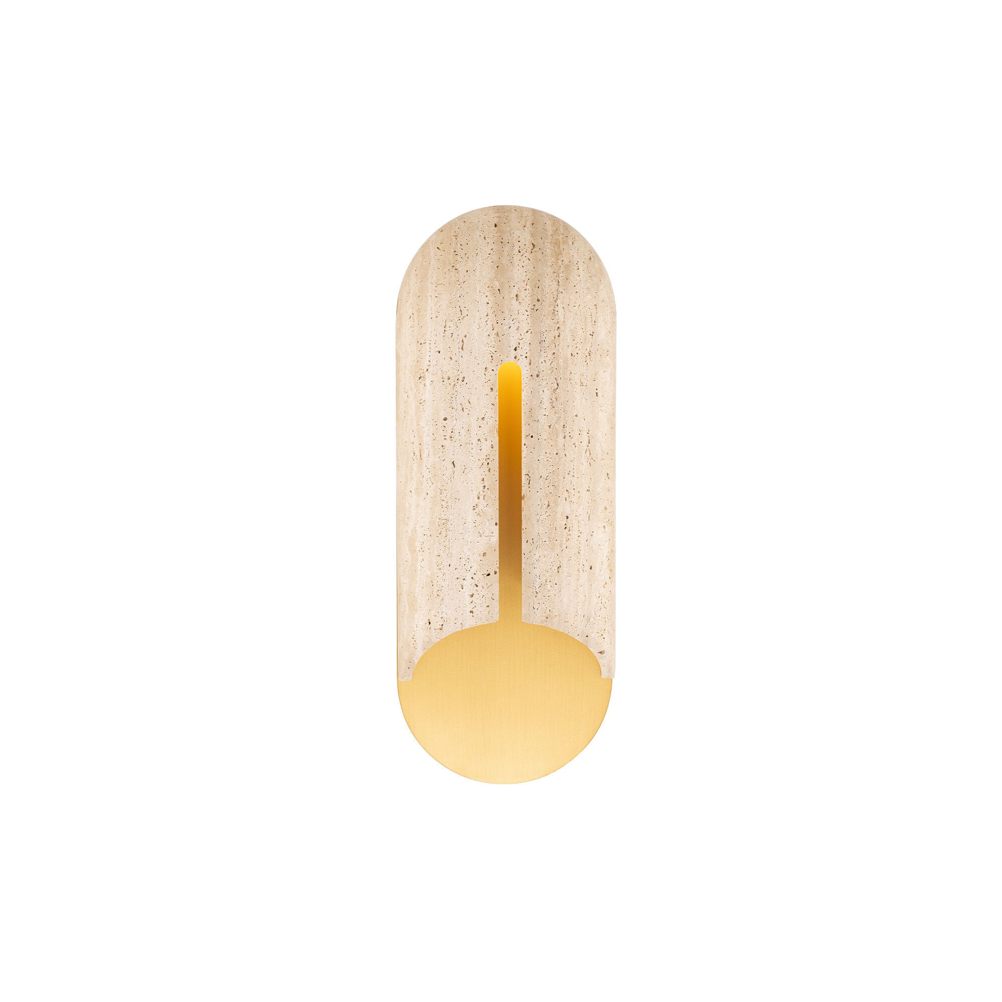 Shown in Beige Travertine and Aged Brass finish