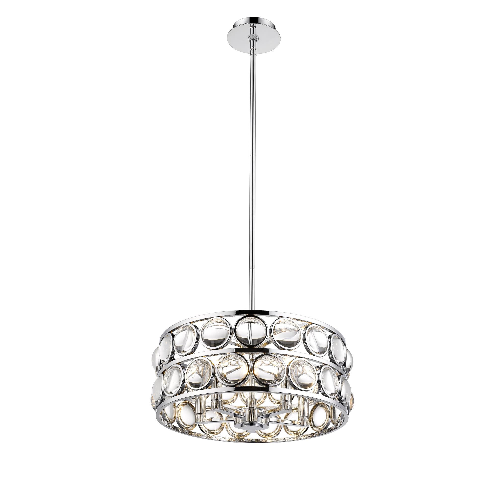 Shown in Chrome finish and Crystal glass and Crystal shade