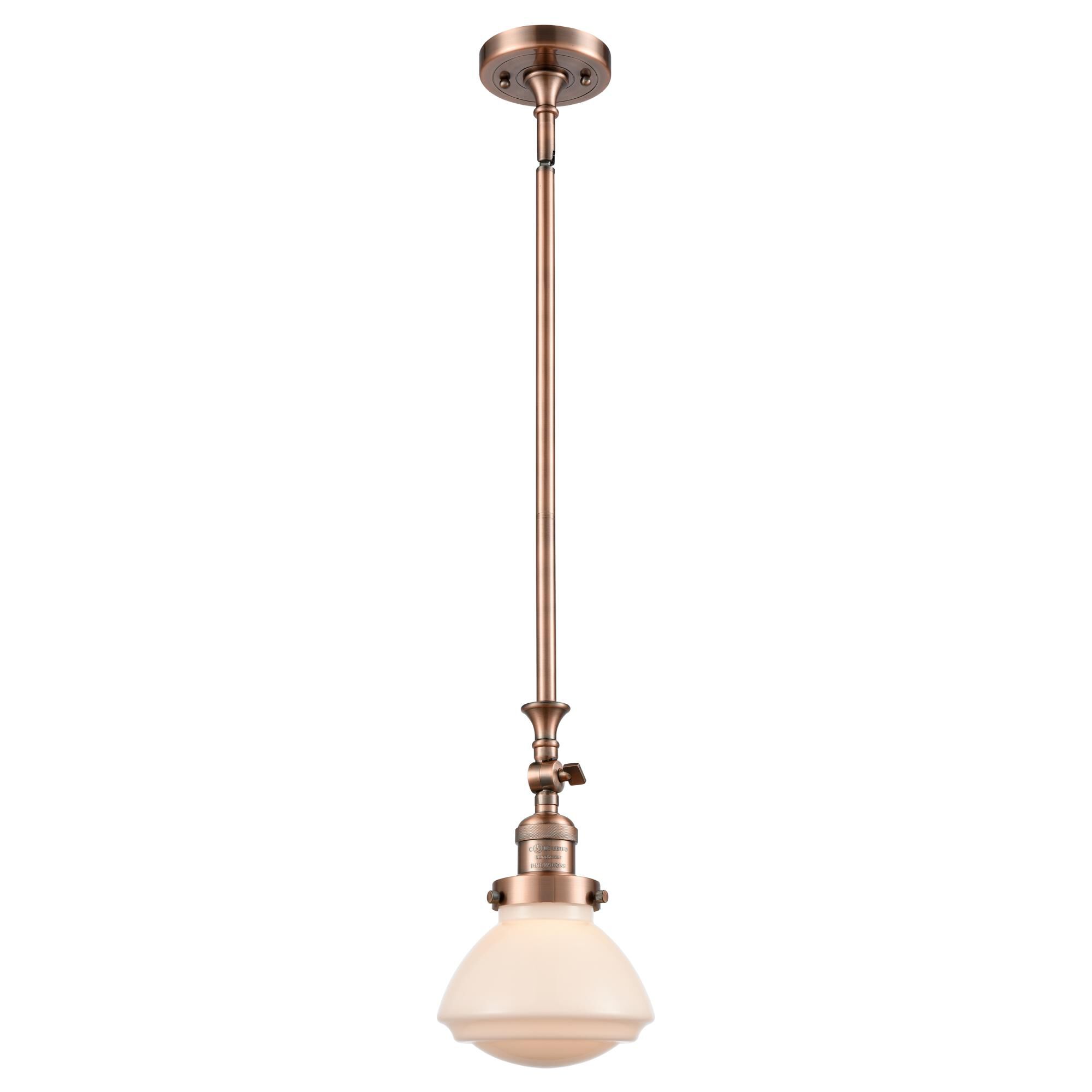 Shown in Antique Copper finish and Bell glass and Glass shade
