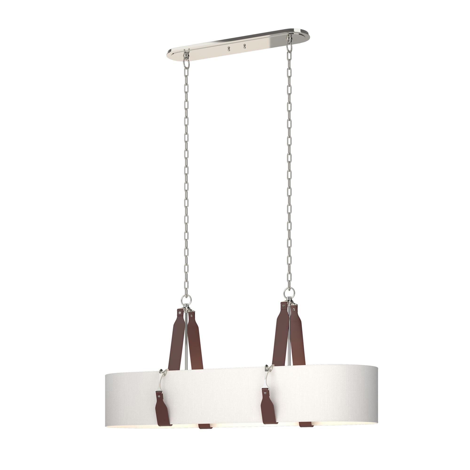 Shown in Polished Nickel finish and Natural Anna shade and Leather British Brown accent