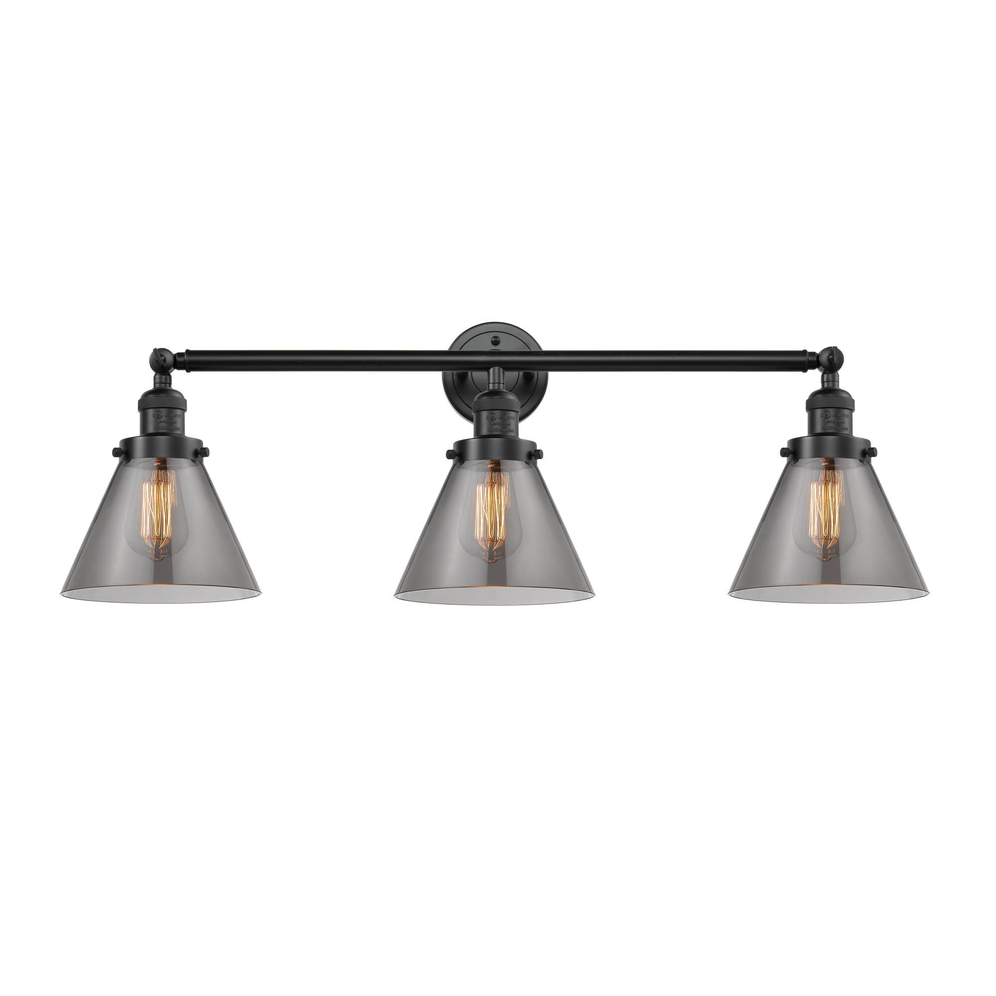 Bruno Marashlian Large Cone 32 Inch 3 Light Bath Vanity Light by Innovations Lighting
