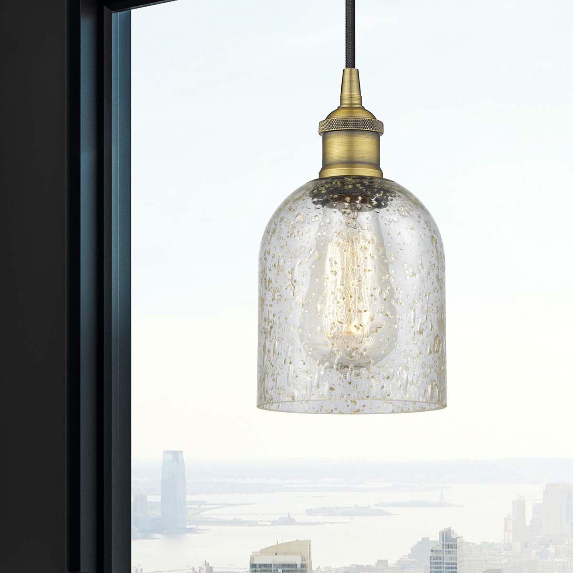 Shown in Brushed Brass finish and Mica glass