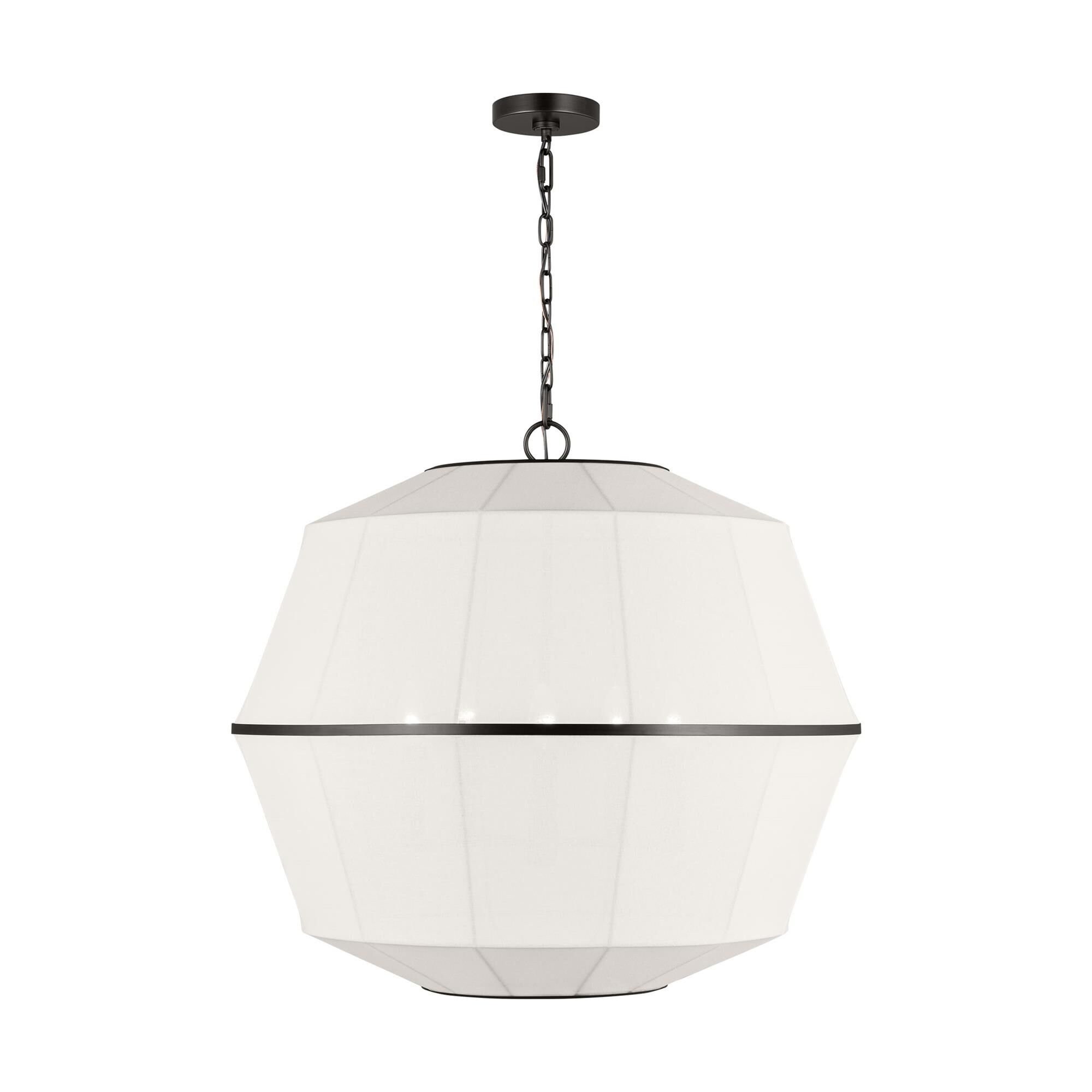 Shown in Aged Iron finish and White Linen shade