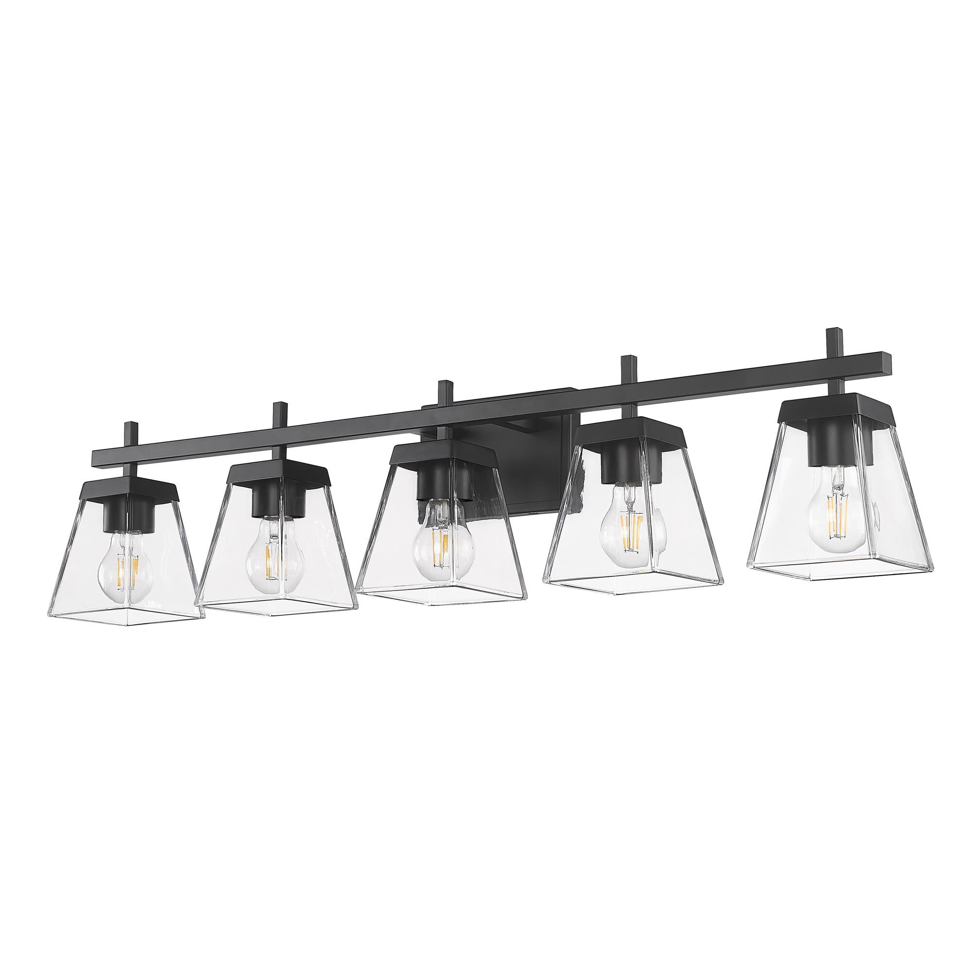 Shown in Matte Black finish and Clear glass