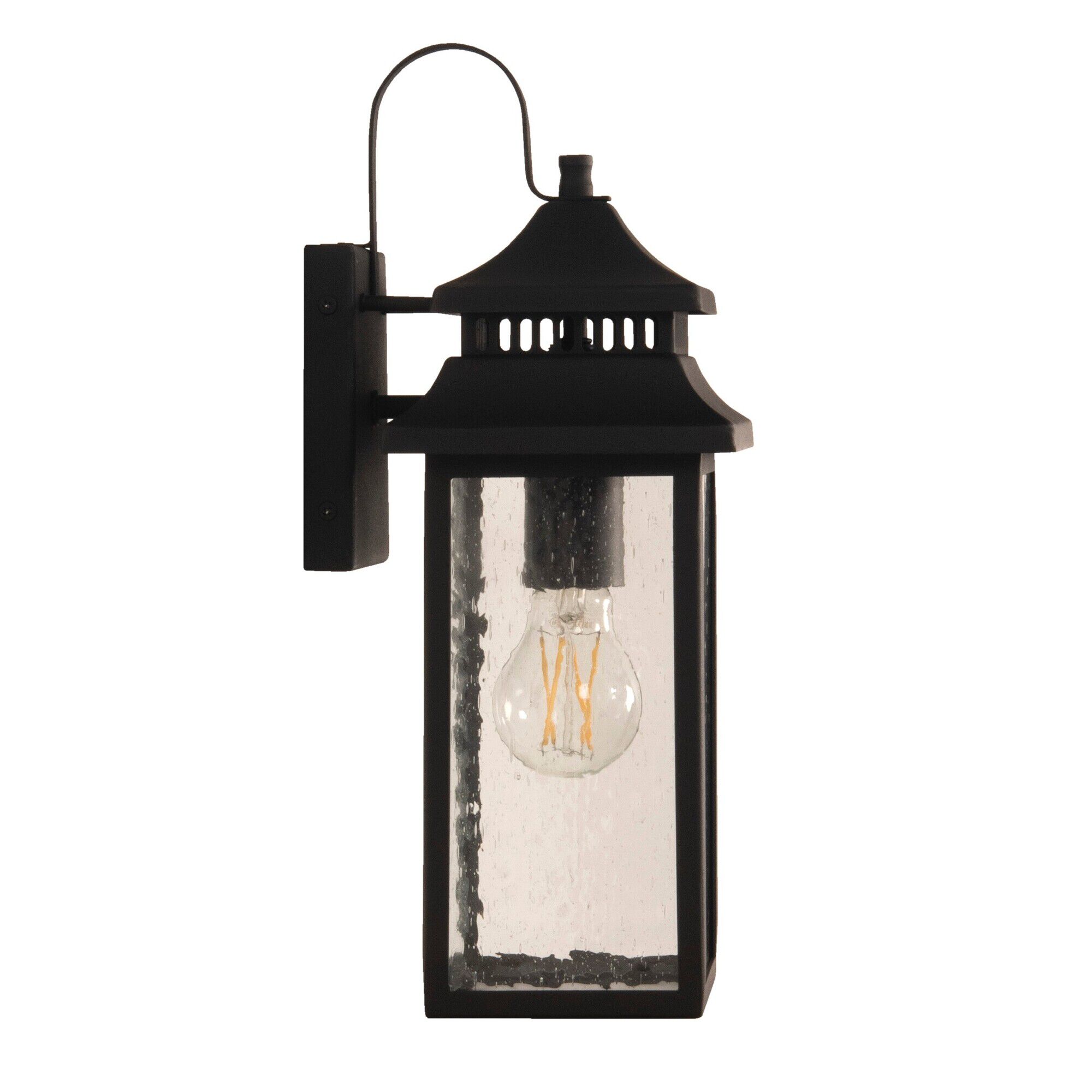 Shown in Textured Matte Black finish and Rectangle glass