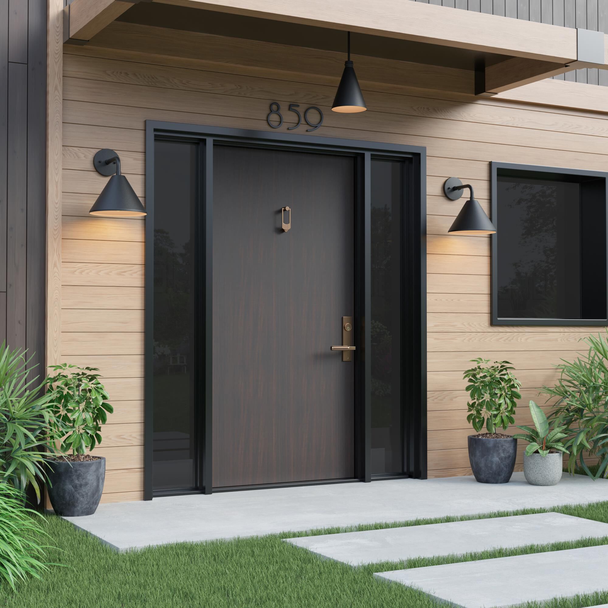 Shown in Textured Black finish and Black shade