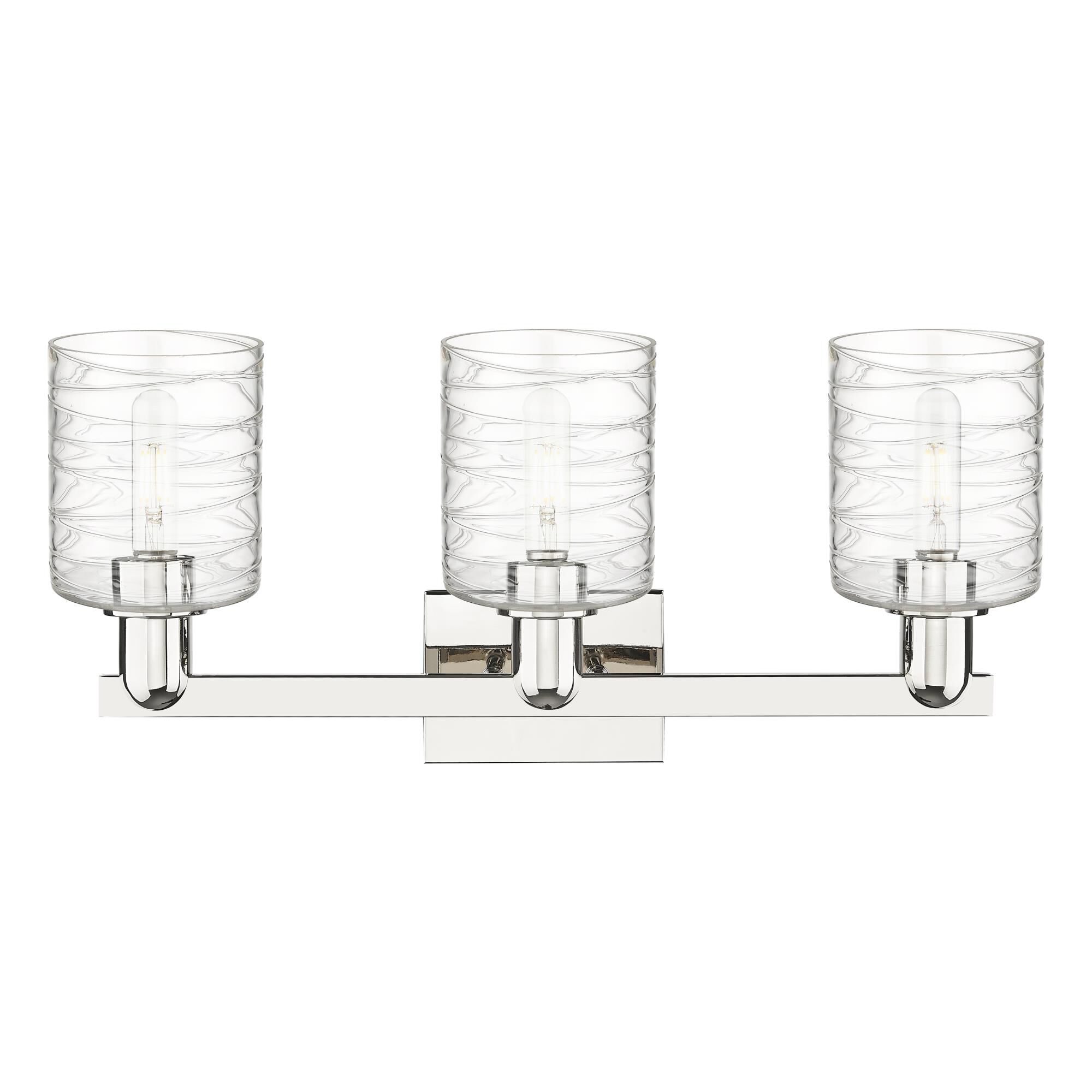 Shown in Polished Nickel finish and Deco Swirl glass