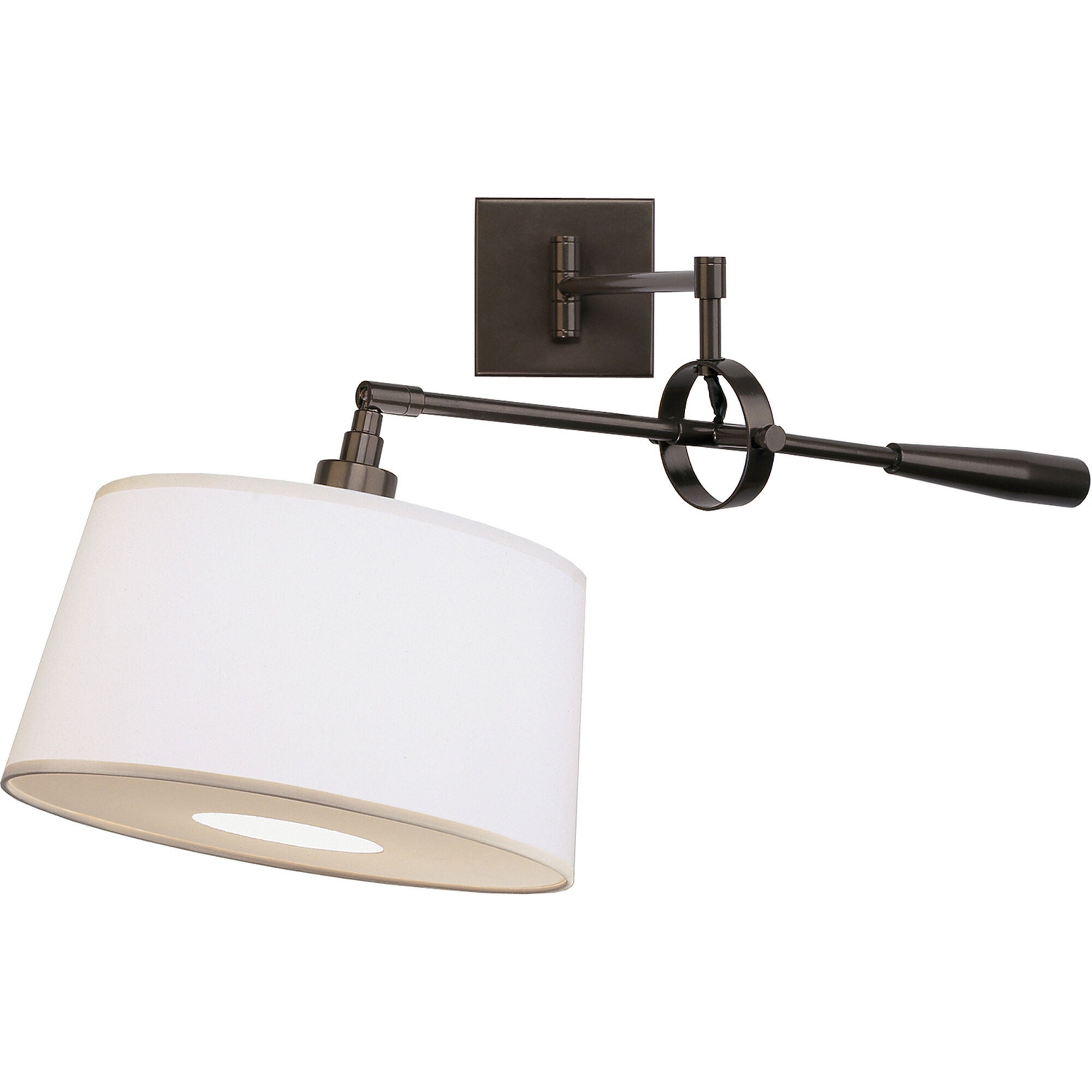 Shown in Dark Bronze Powder Coat  finish and Snowflake Fabric With Bottom Diffuser shade