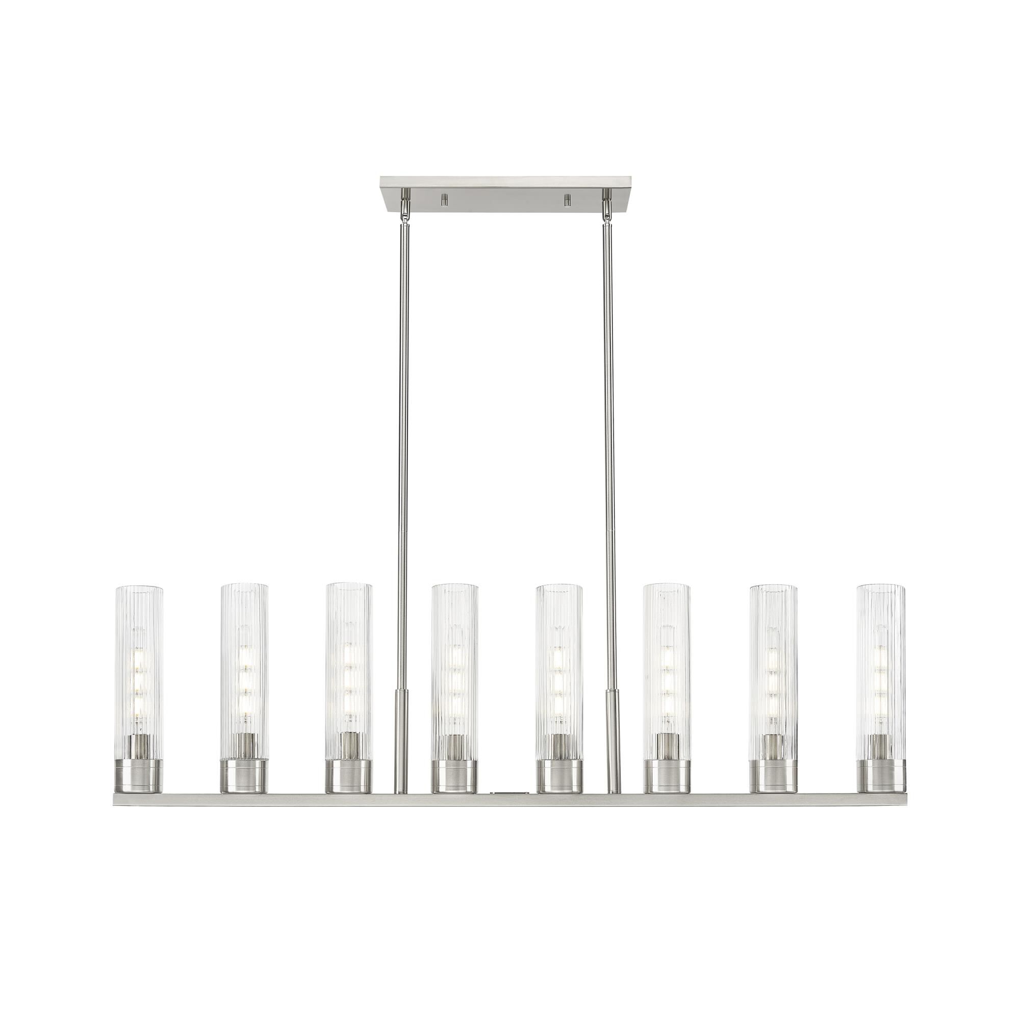 Shown in Satin Nickel finish and Striped Clear glass