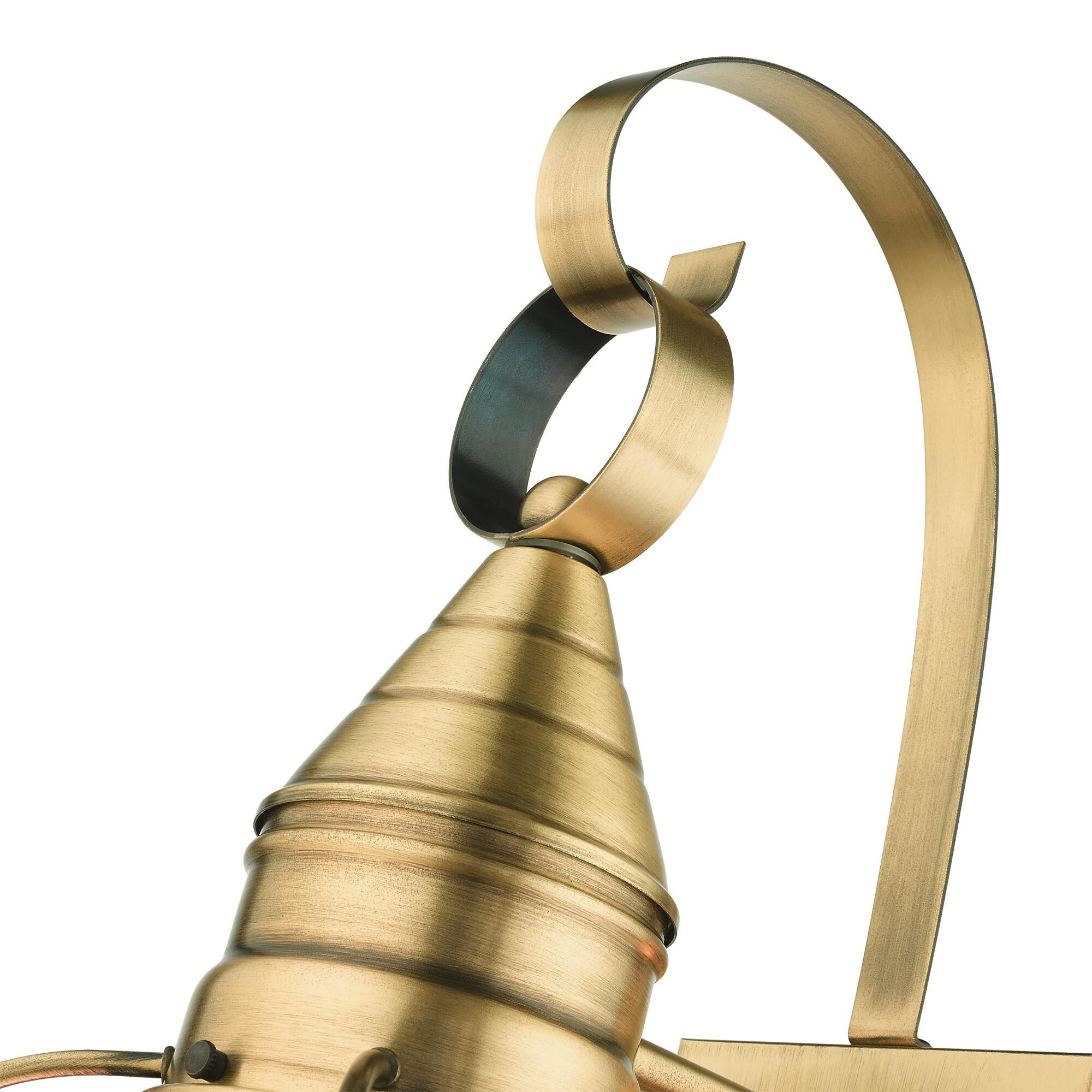 Shown in Antique Brass finish and Hand Blown Clear glass