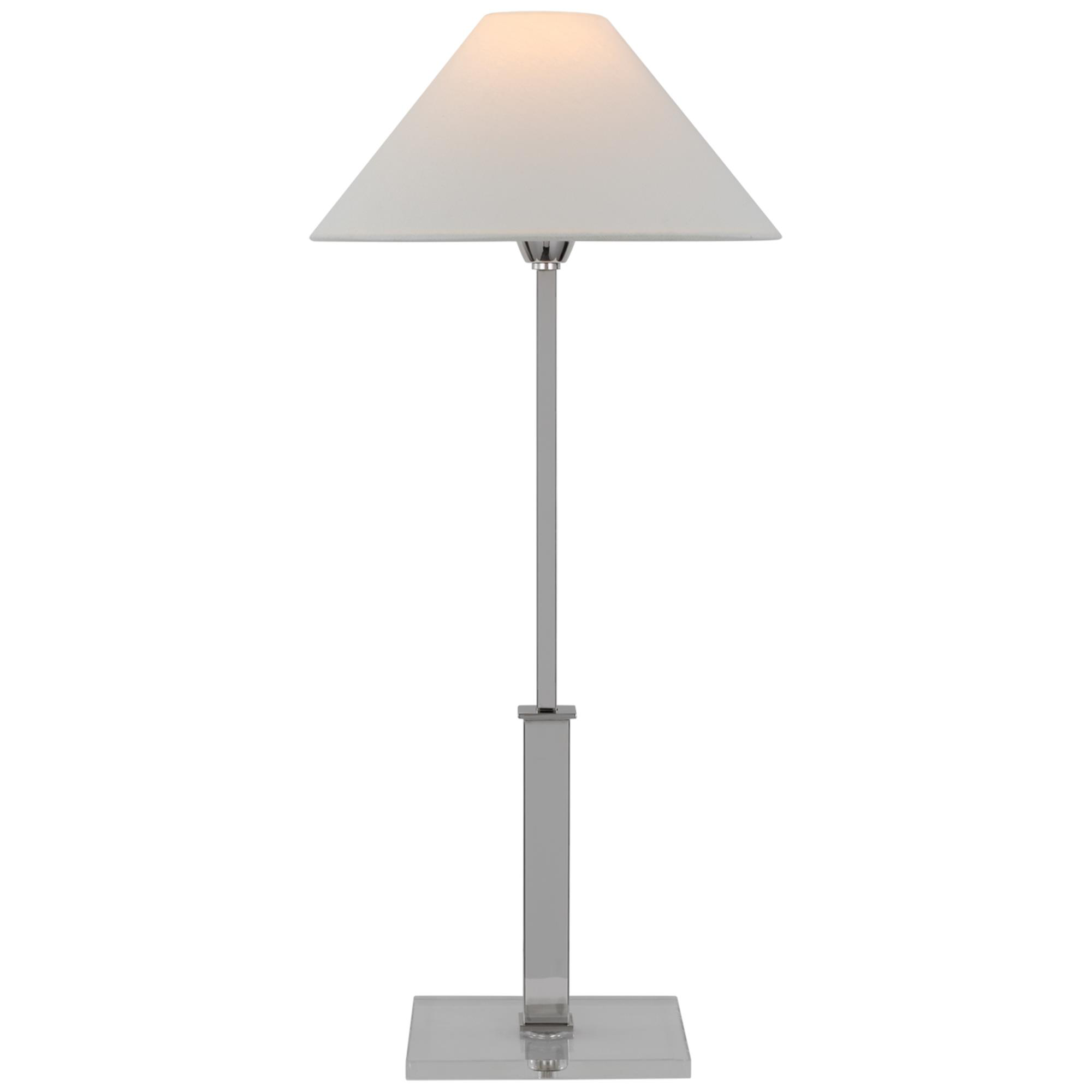 Shown in Polished Nickel And Crystal finish and Linen shade