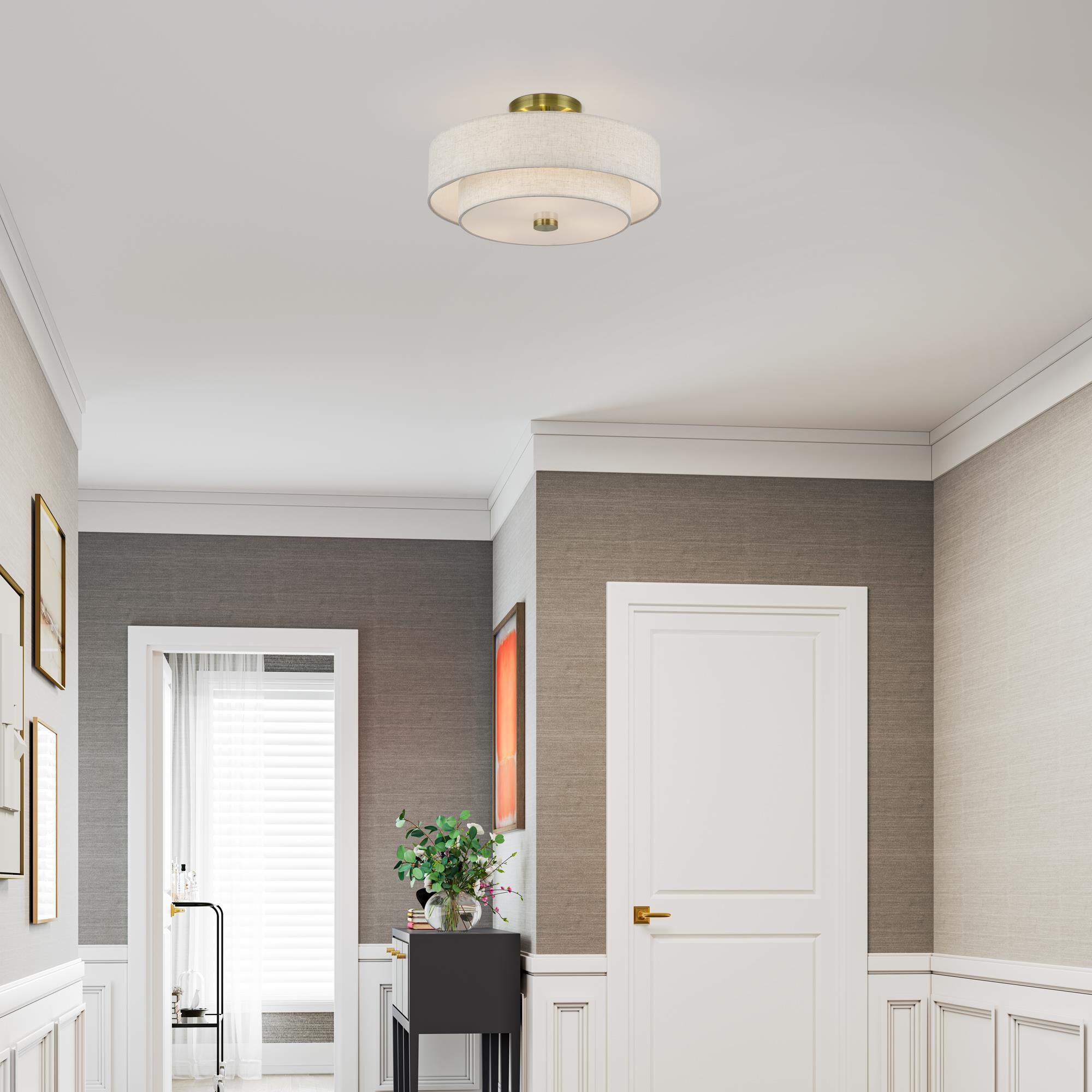 Monroe 15 Inch Semi Flush Mount by Livex Lighting