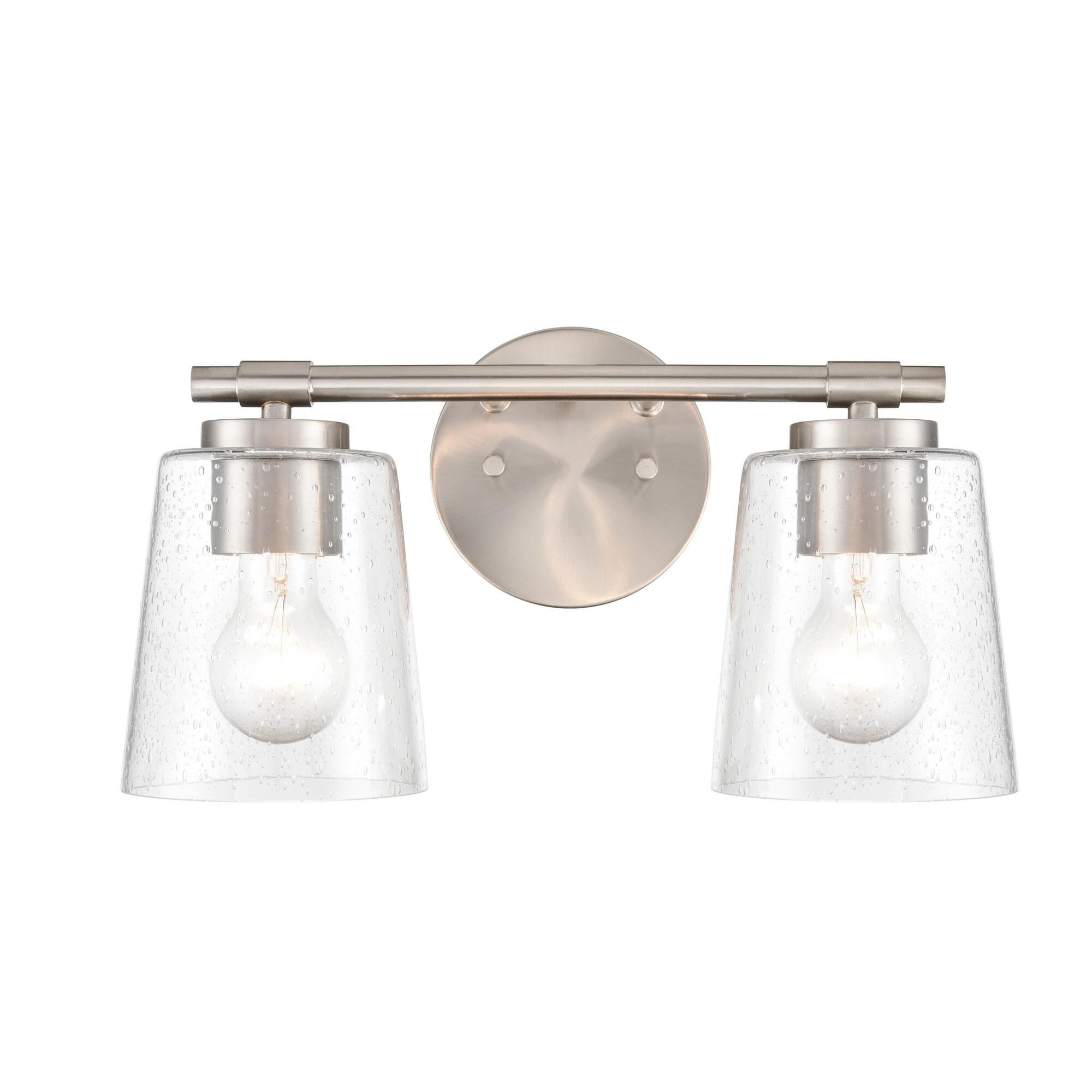 Shown in Brushed Nickel finish and Clear Seeded glass