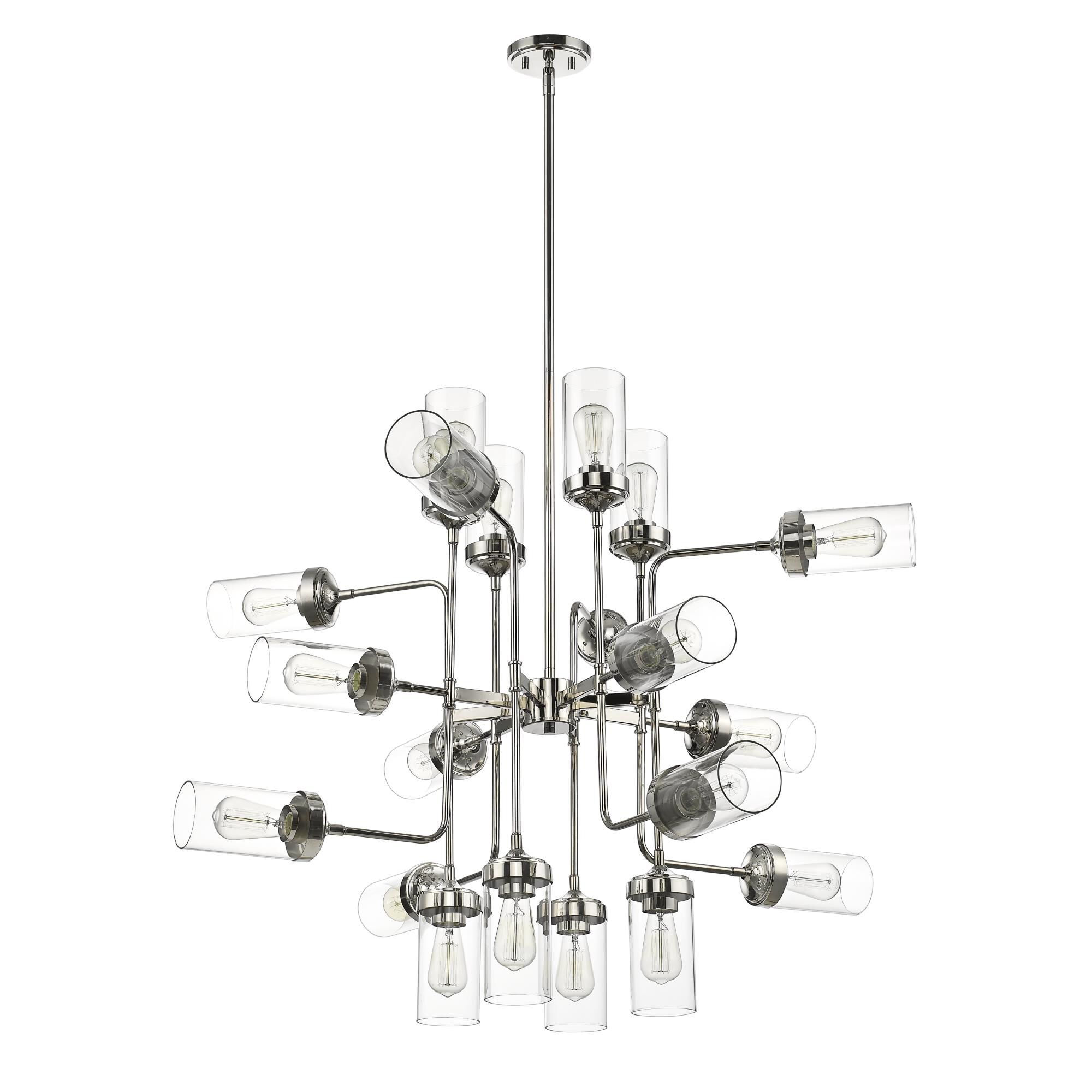 Shown in Polished Nickel finish and Glass shade