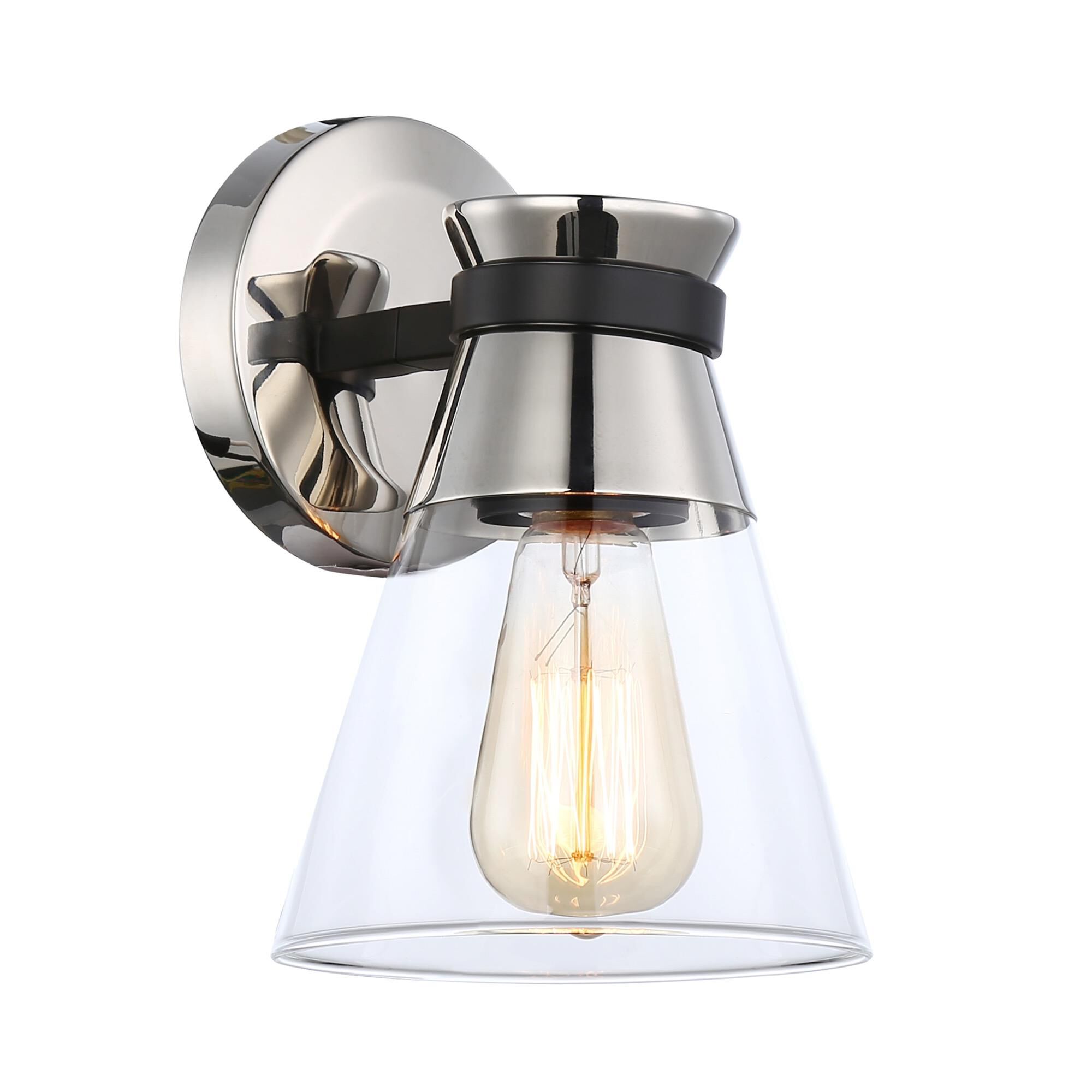 Shown in Black & Brushed Nickel finish and Glass shade