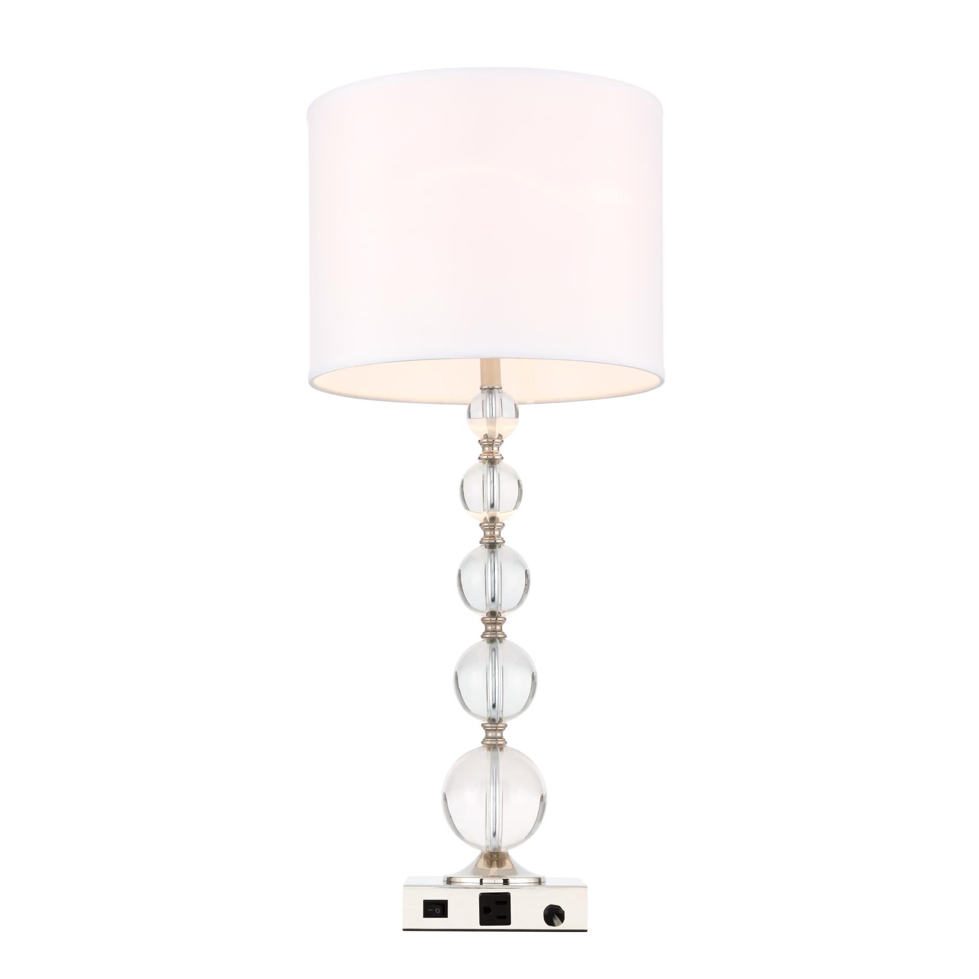 Shown in Polished Nickel finish and Royal Cut - Clear crystal and Fabric - Off White shade