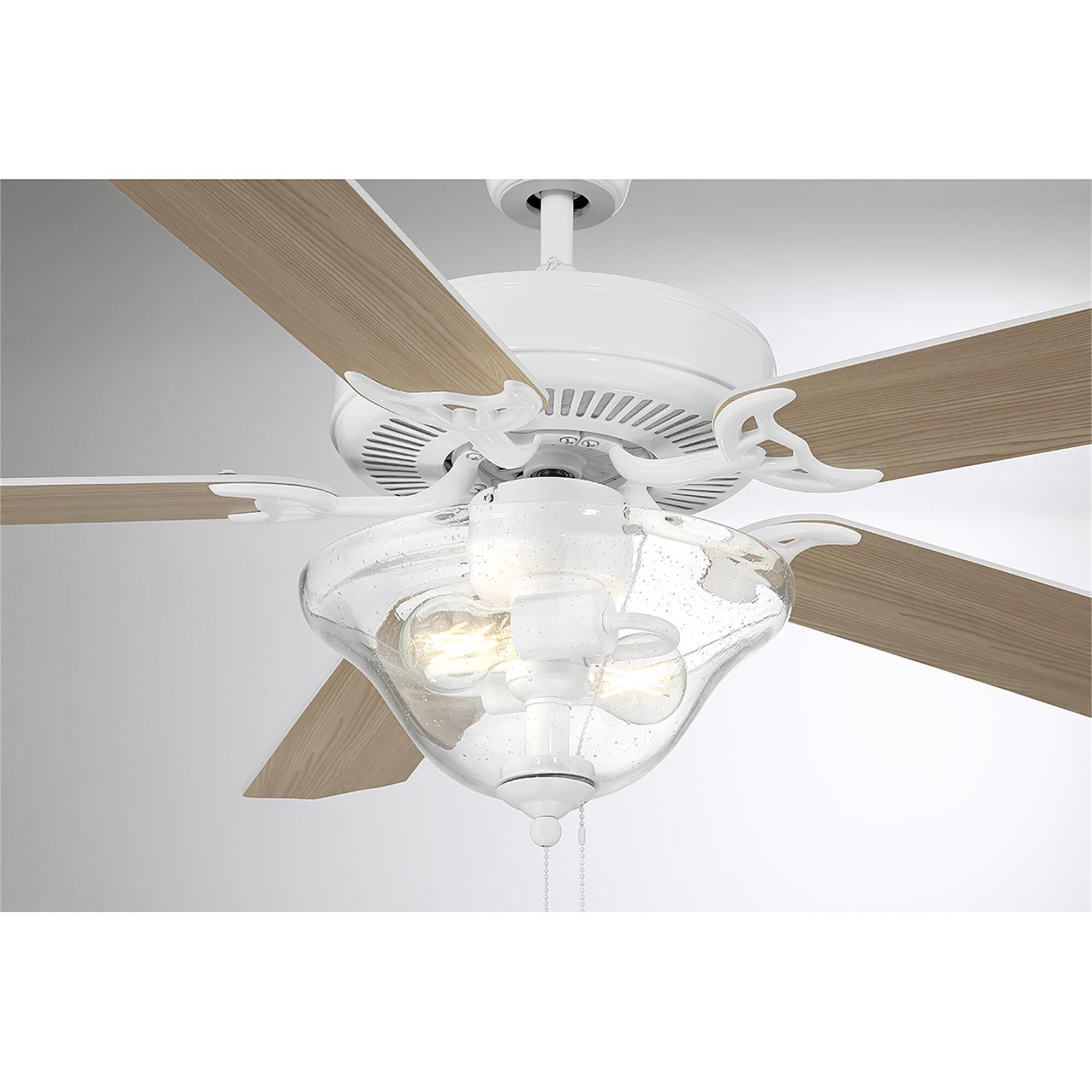 Shown in Bisque White finish and Clear Bubble glass