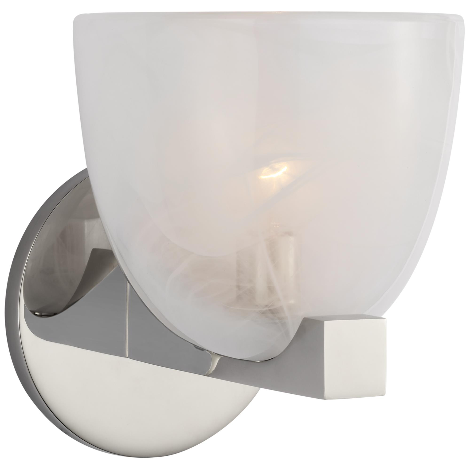 Shown in Polished Nickel finish and White Stripe glass
