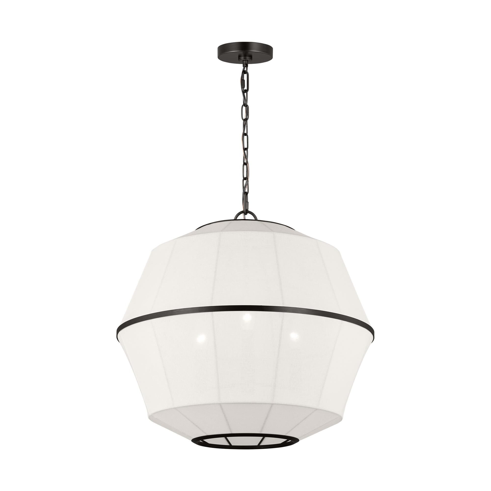 Shown in Aged Iron finish and White Linen shade