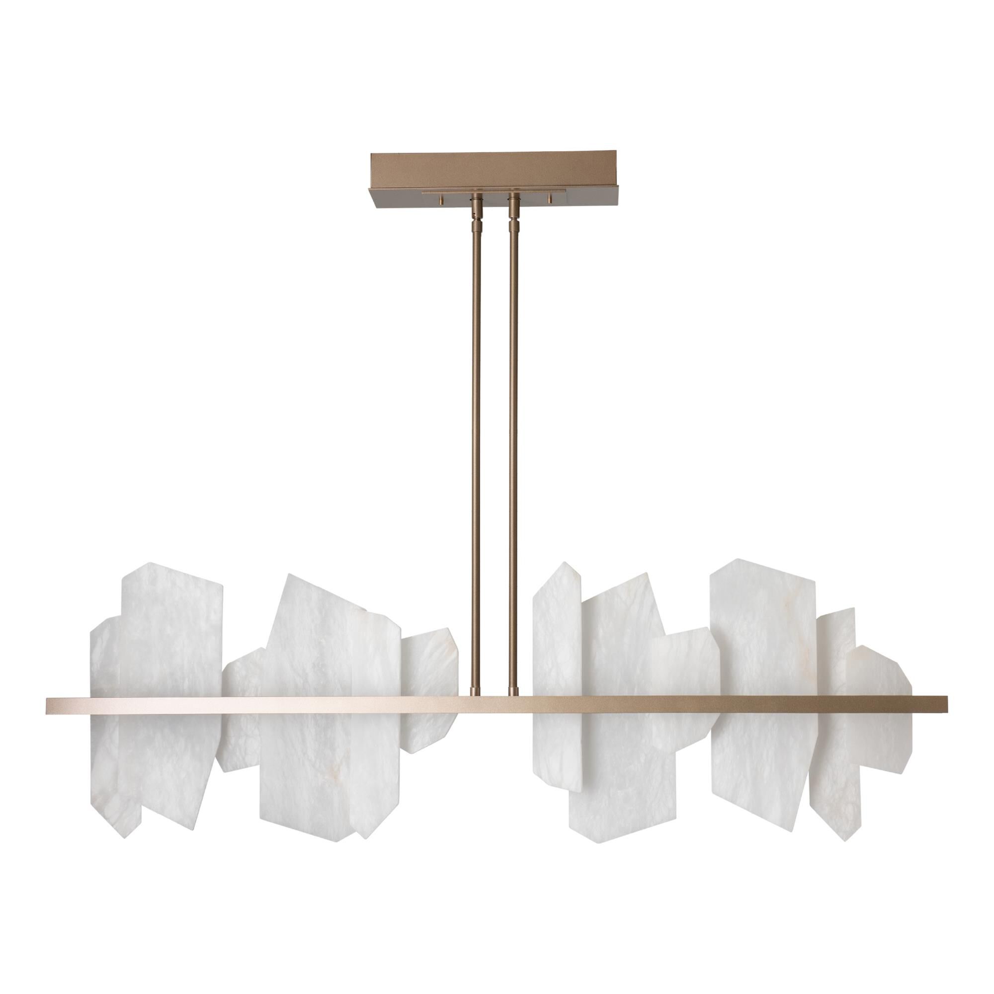 Shown in Soft Gold finish and Alabaster glass