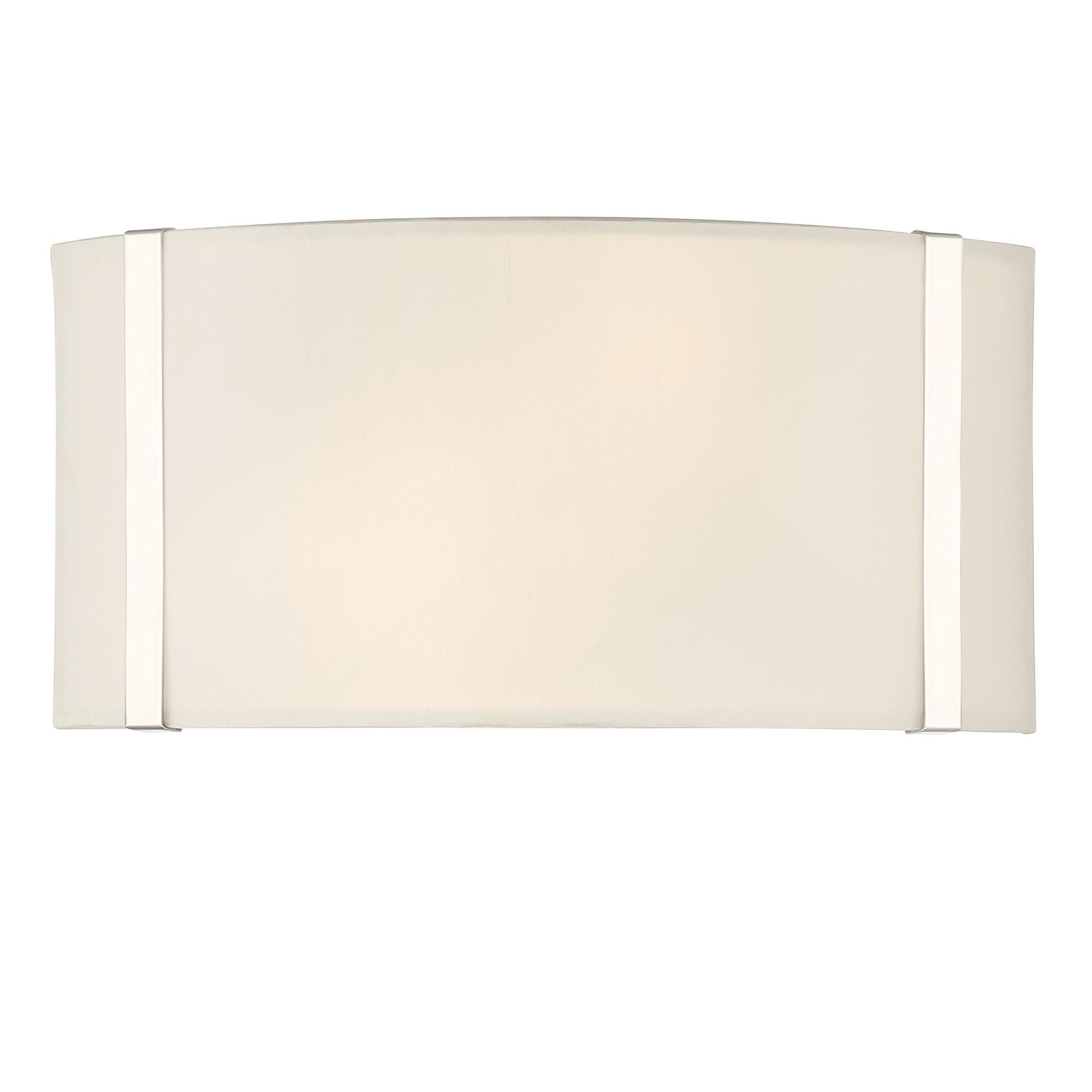 Shown in Polished Nickel finish and Fabric glass and White shade