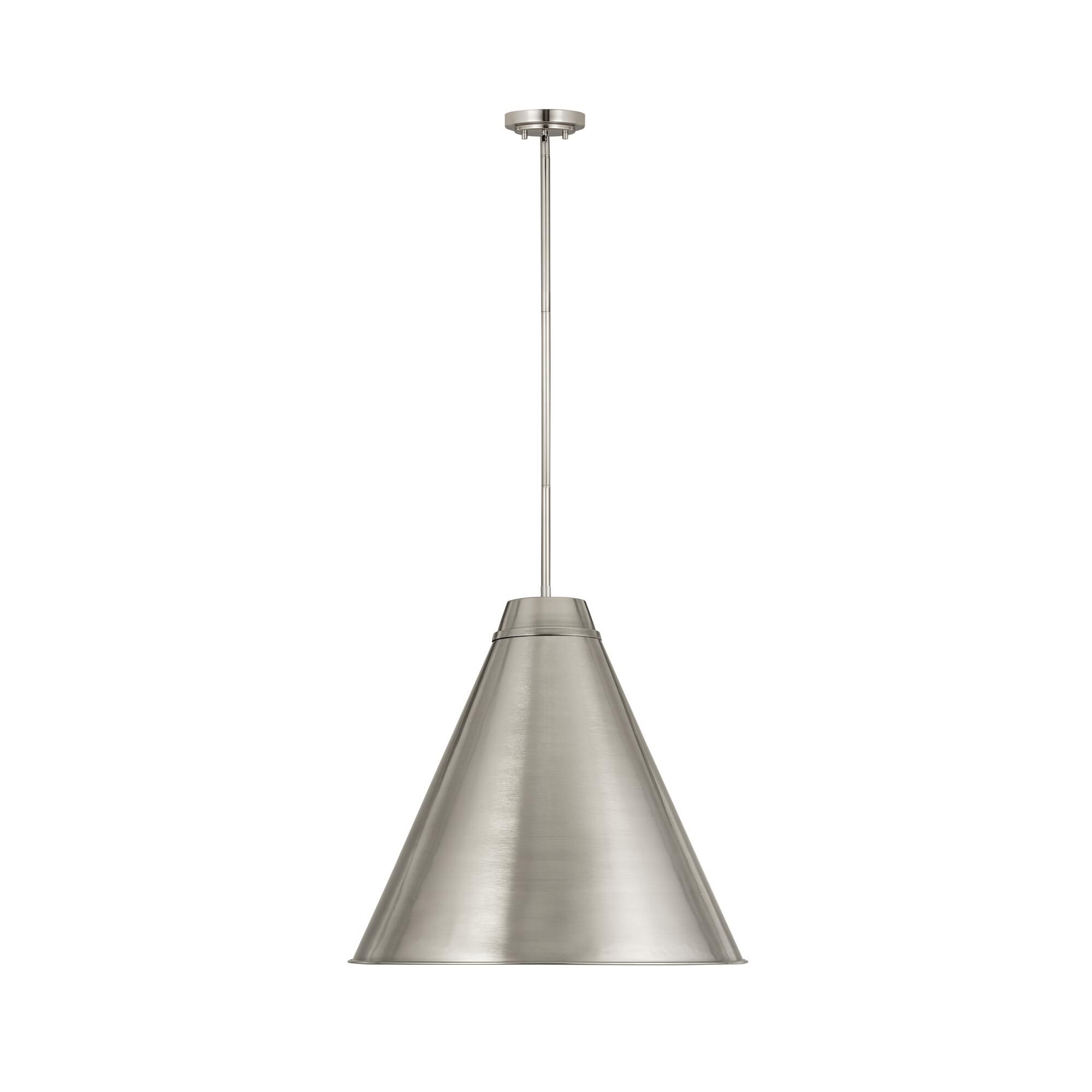 Shown in Brushed Nickel finish and Iron glass and Iron shade