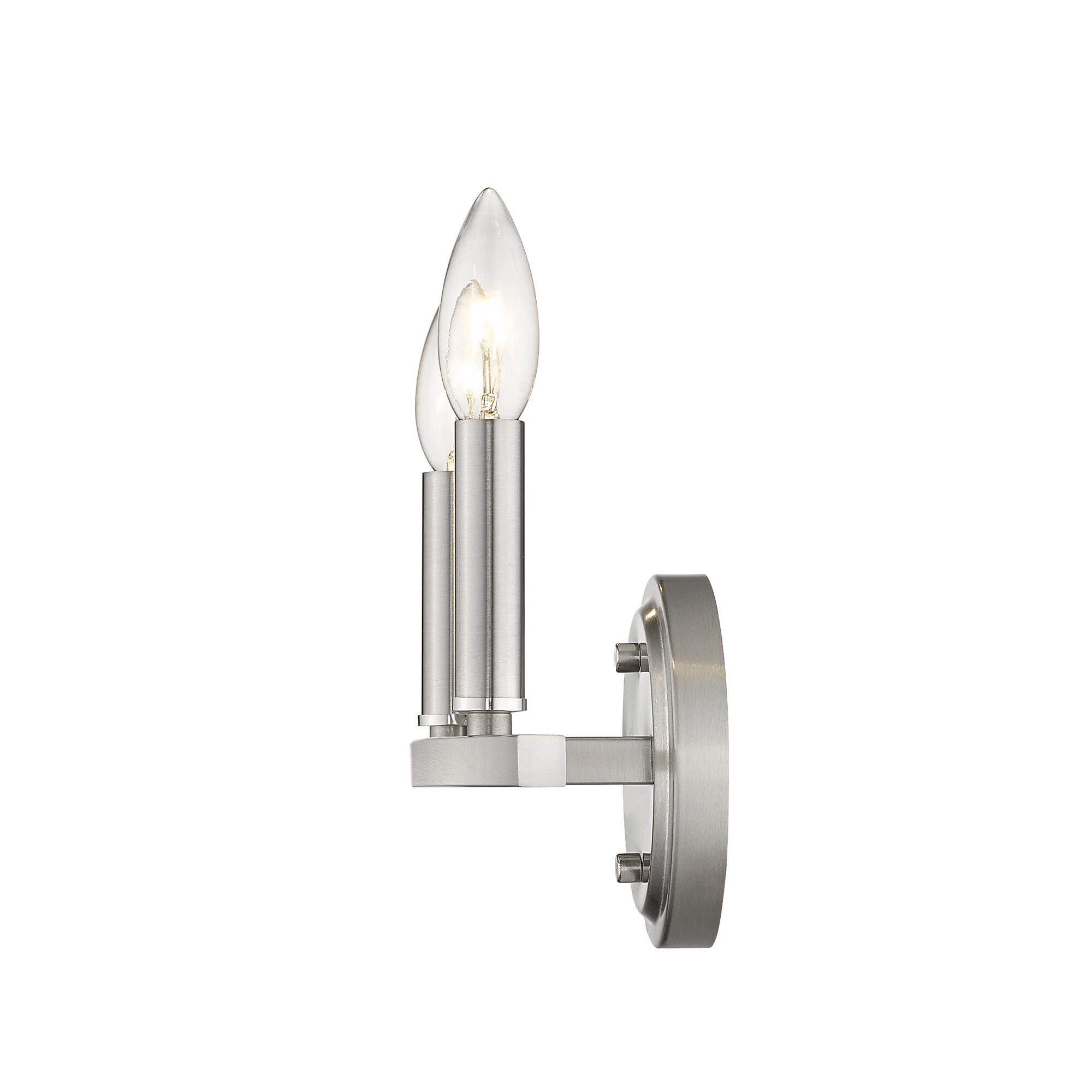 Shown in Satin Nickel finish and -- glass and -- shade
